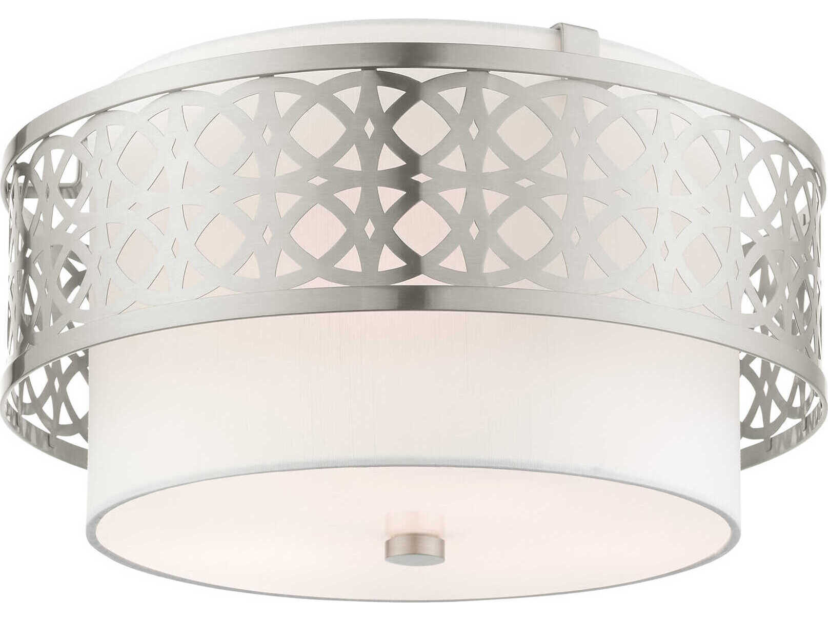 Livex Lighting Calinda 3-Light Brushed Nickel Drum Flush Mount