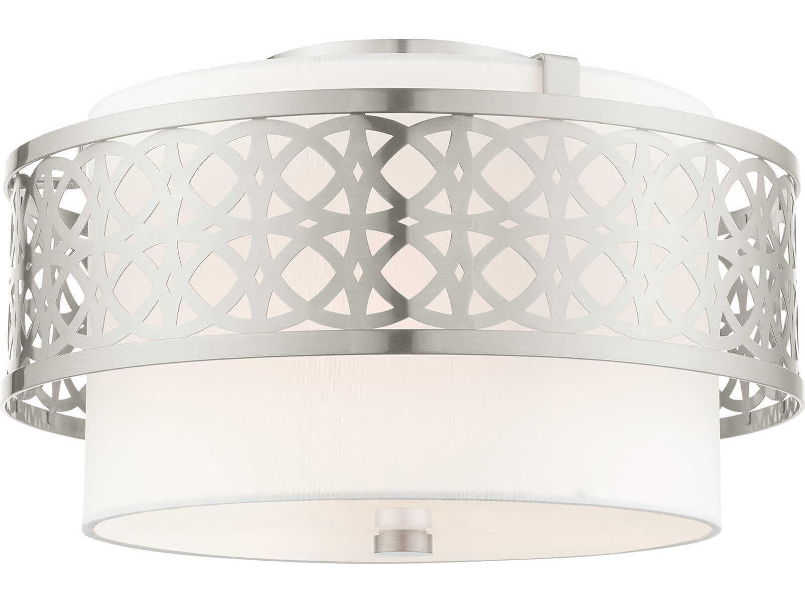Livex Lighting Calinda 3-Light Brushed Nickel Drum Flush Mount