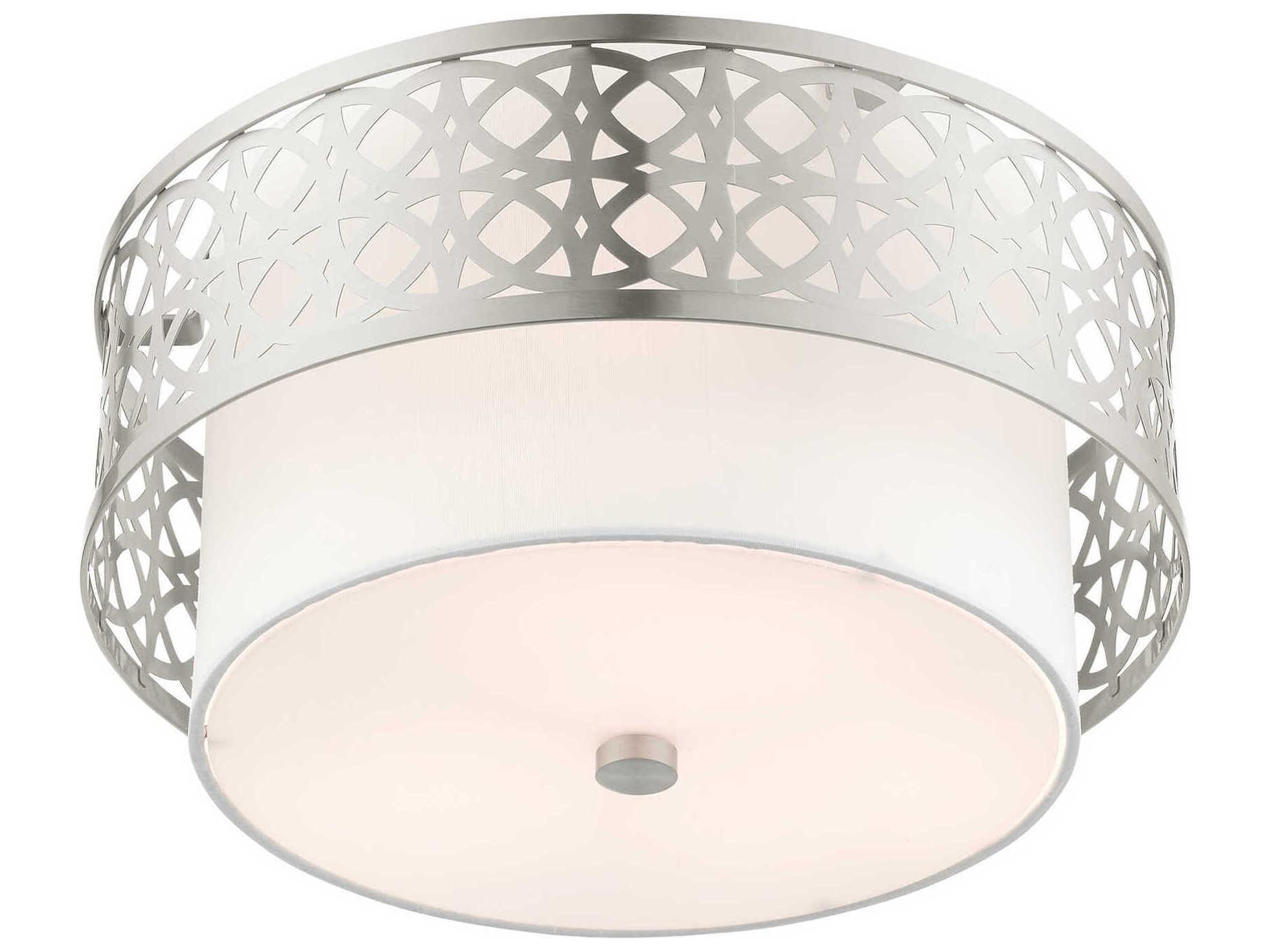 Livex Lighting Calinda 3-Light Brushed Nickel Drum Flush Mount