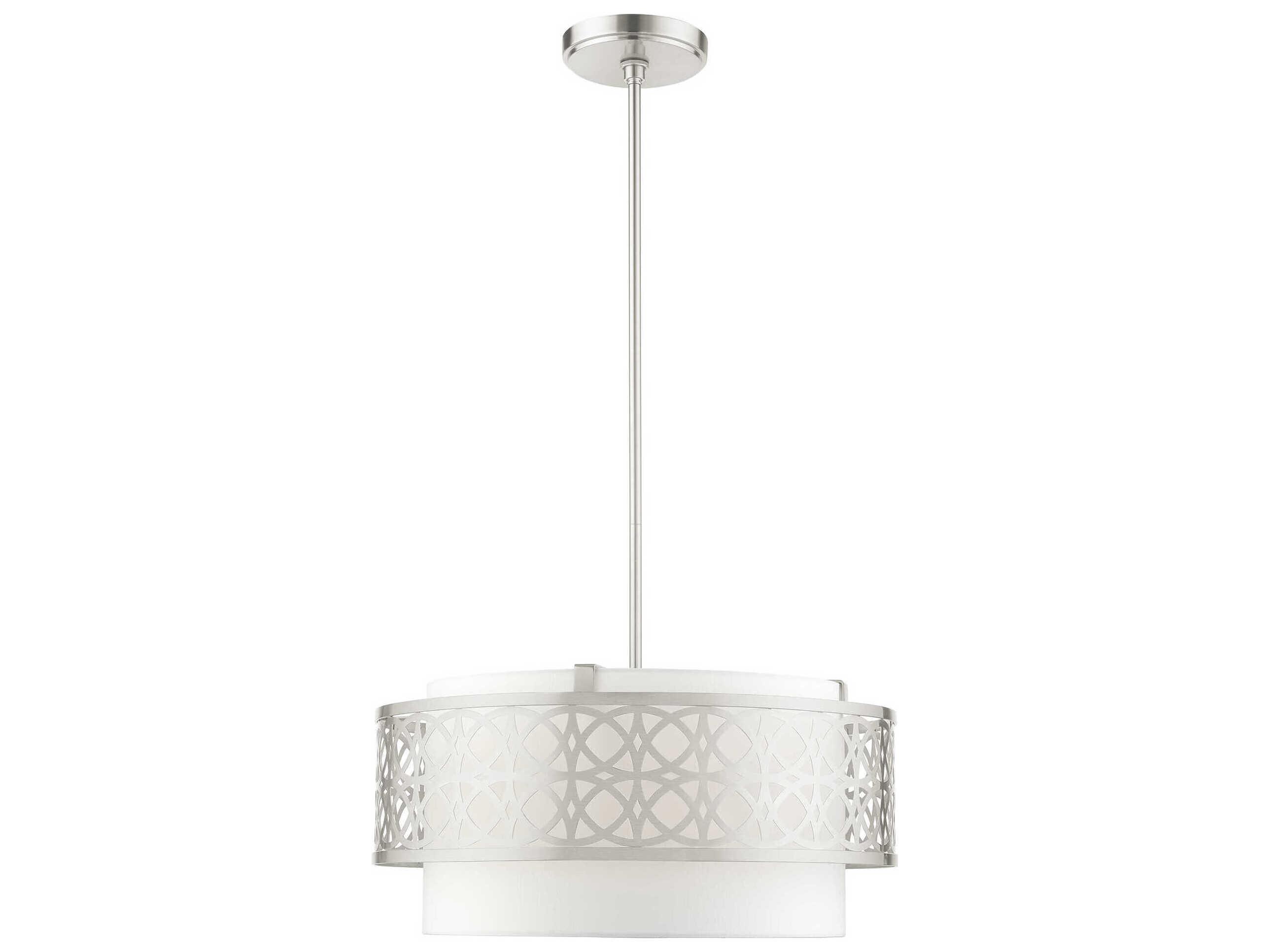 Livex Lighting Calinda 4-Light Brushed Nickel Drum Pendant