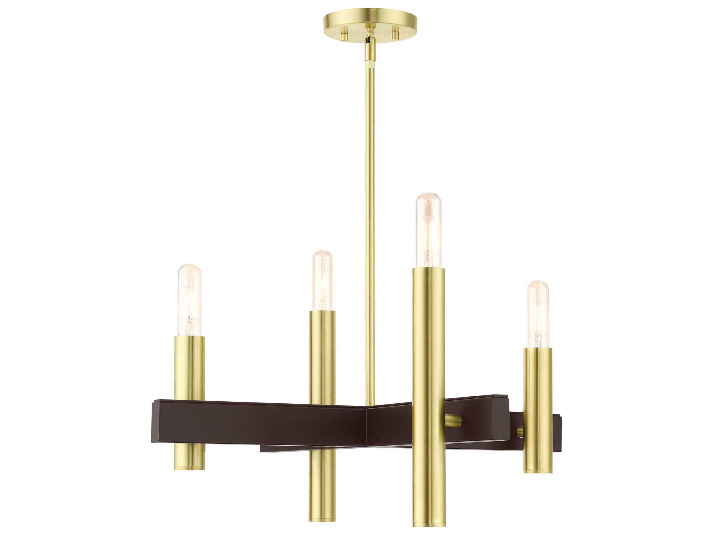 Livex Lighting Helsinki 4-Light Satin Brass Candelabra Linear Chandelier