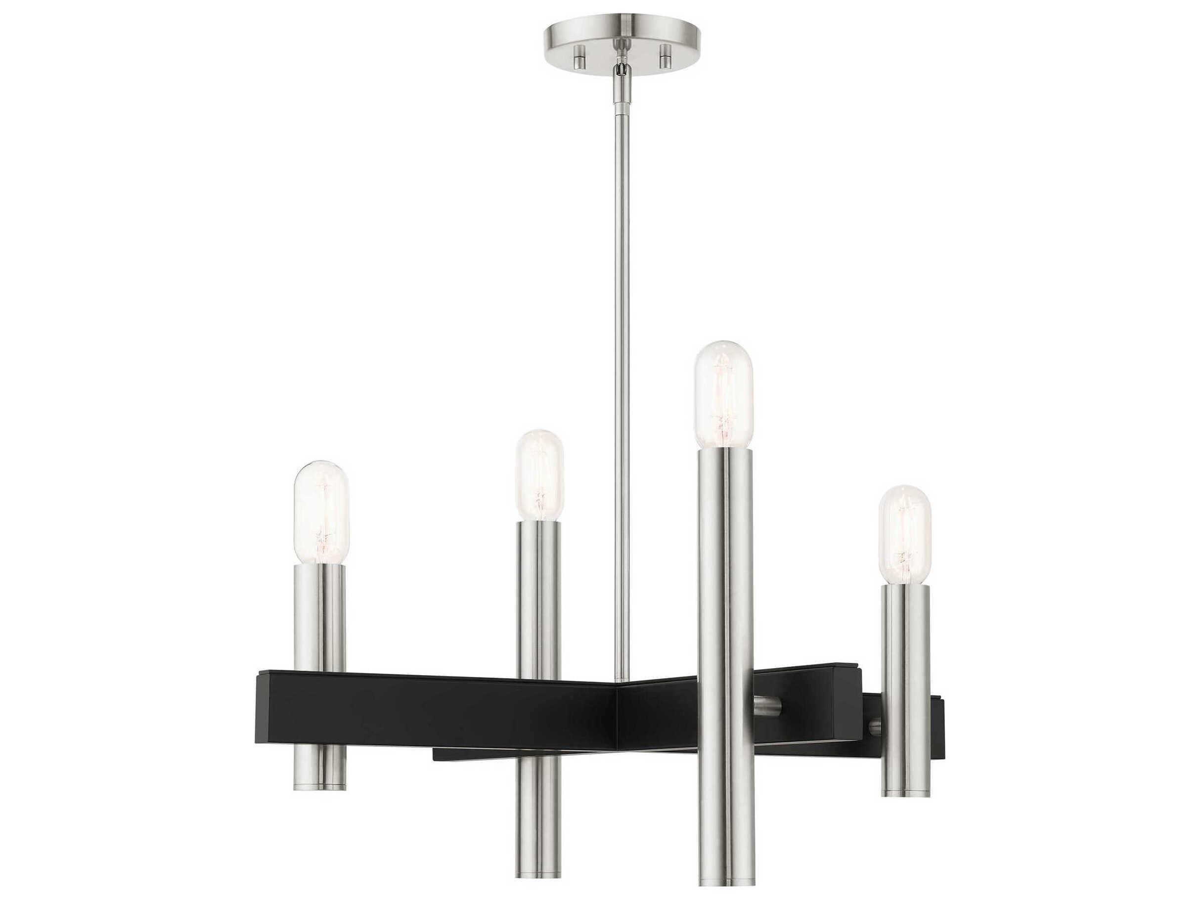 Livex Lighting Helsinki 4-Light Brushed Nickel Candelabra Linear Chandelier