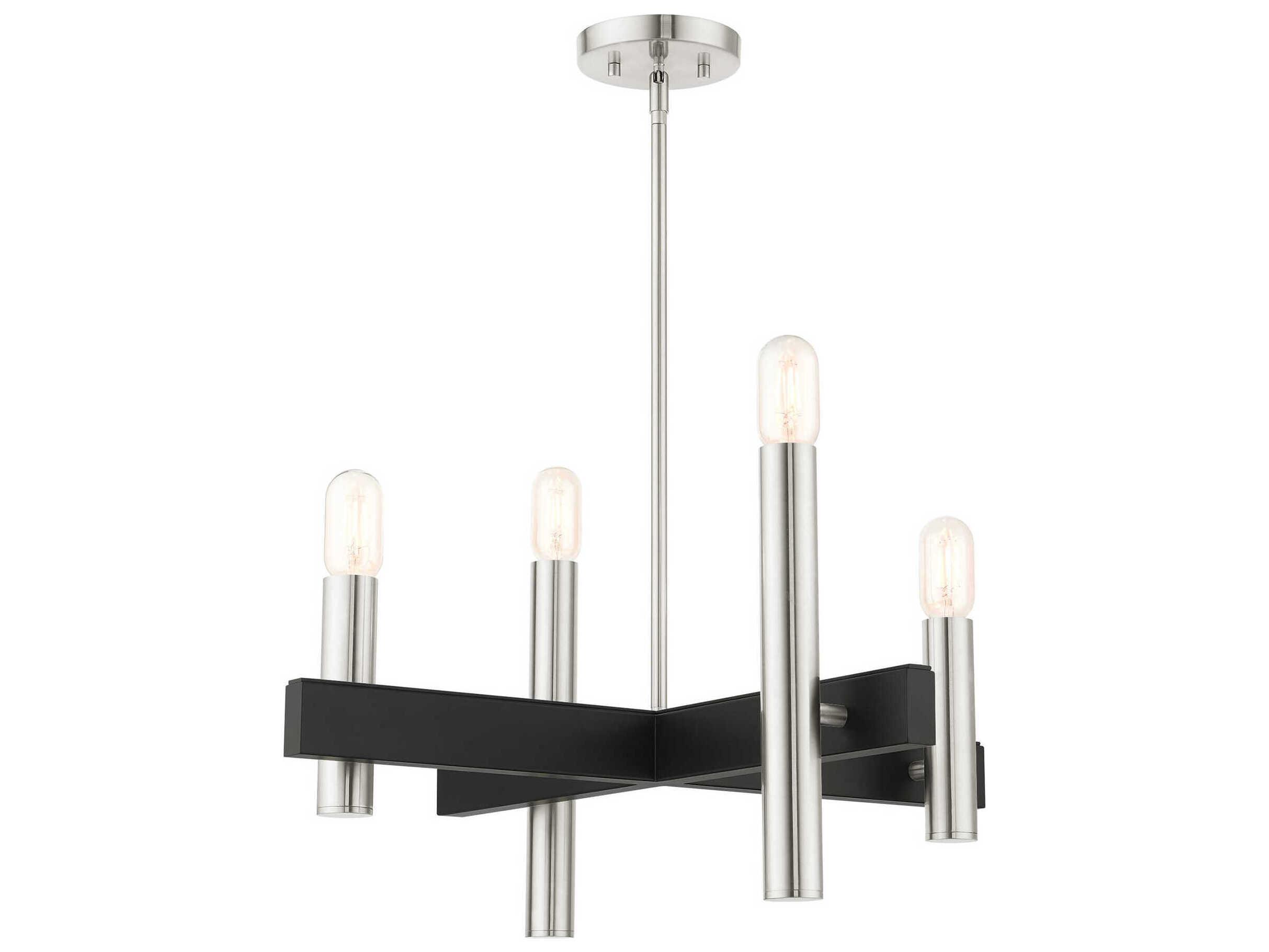 Livex Lighting Helsinki 4-Light Brushed Nickel Candelabra Linear Chandelier