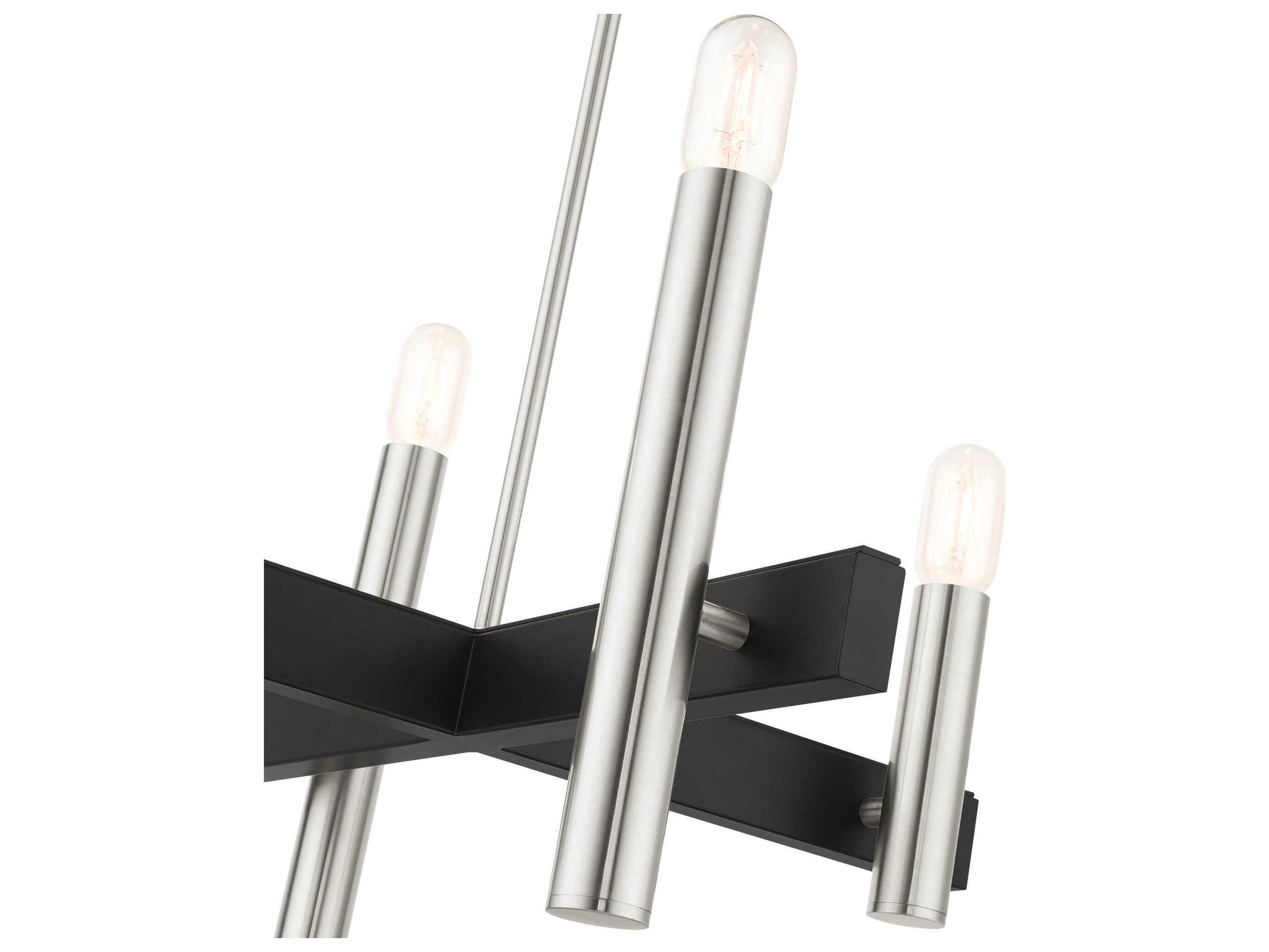 Livex Lighting Helsinki 4-Light Brushed Nickel Candelabra Linear Chandelier