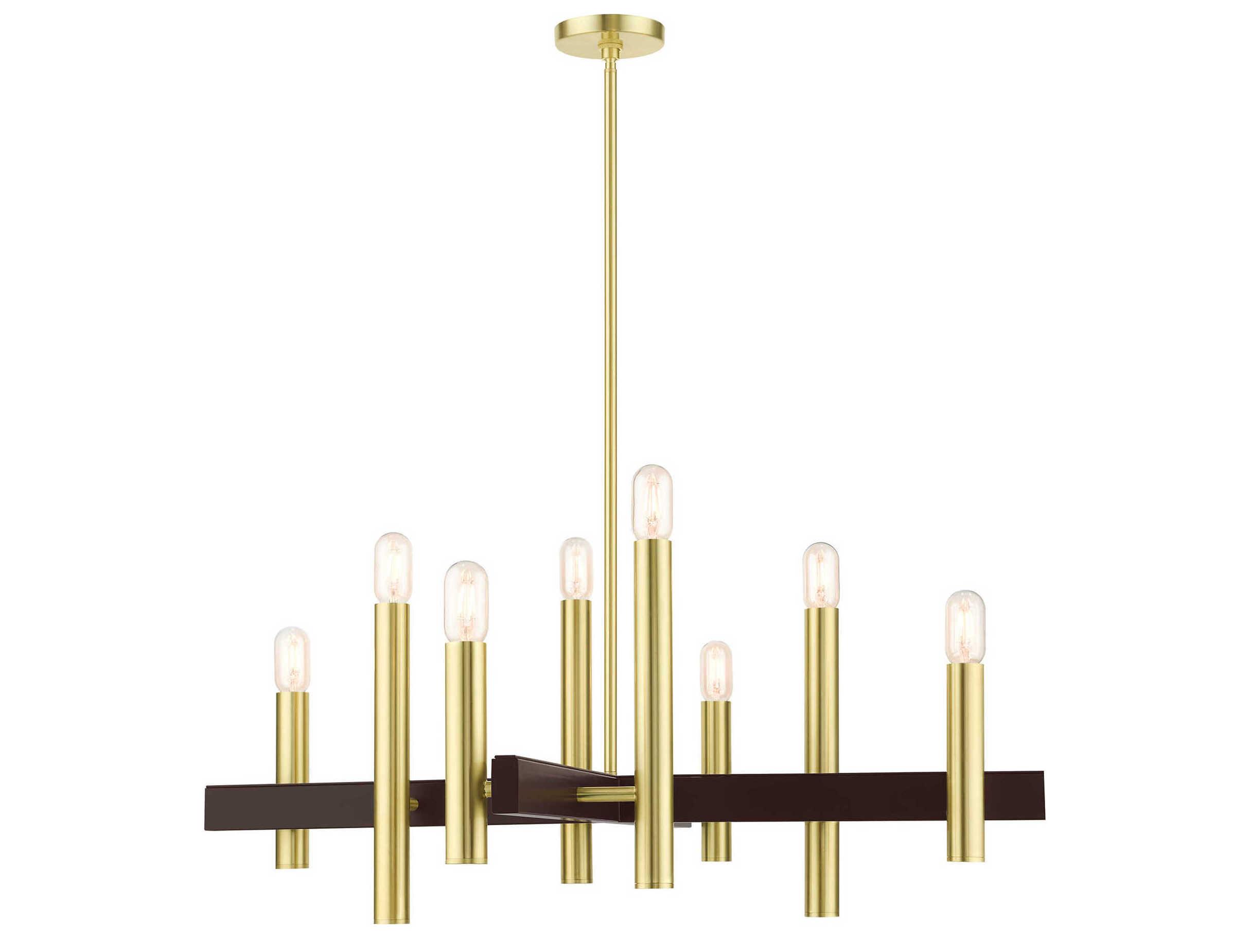 Livex Lighting Helsinki 8-Light Satin Brass Candelabra Linear Chandelier