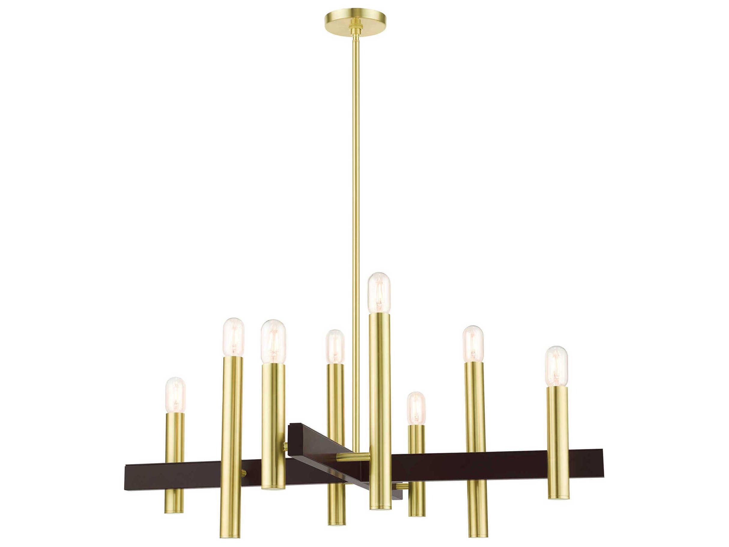 Livex Lighting Helsinki 8-Light Satin Brass Candelabra Linear Chandelier