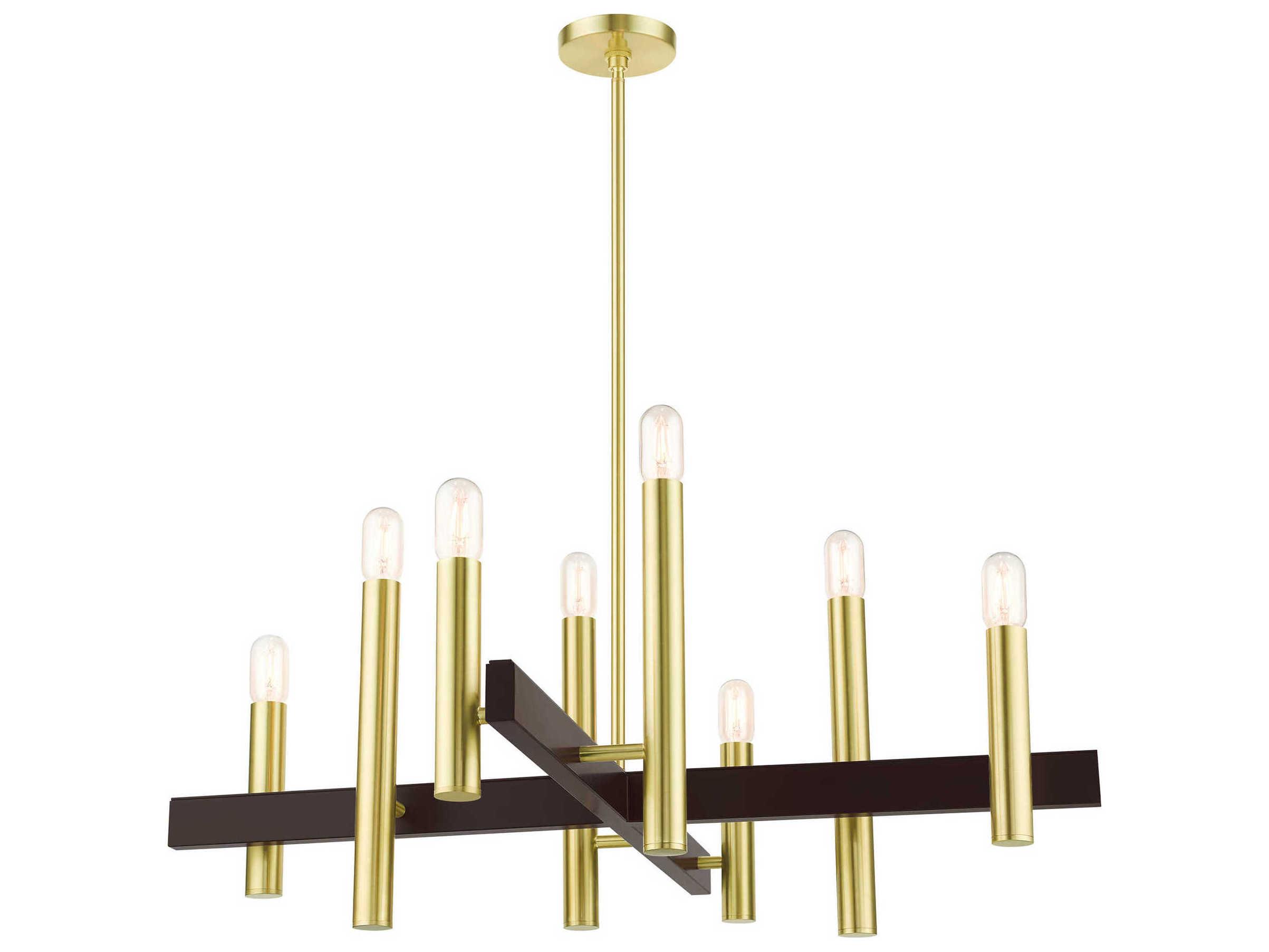 Livex Lighting Helsinki 8-Light Satin Brass Candelabra Linear Chandelier