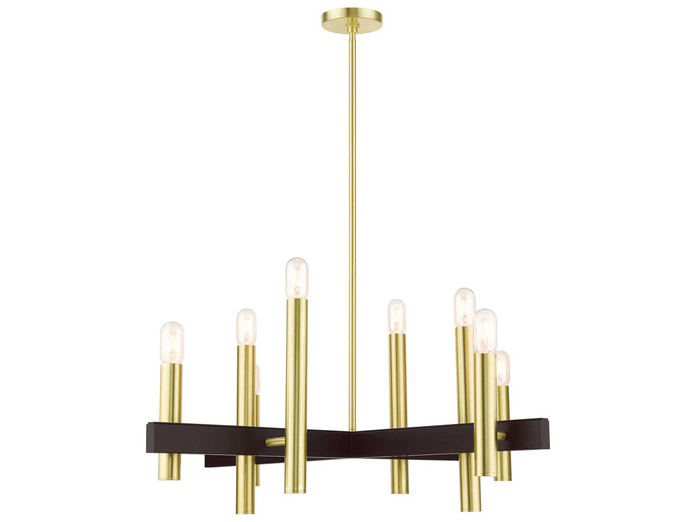 Livex Lighting Helsinki 8-Light Satin Brass Candelabra Linear Chandelier
