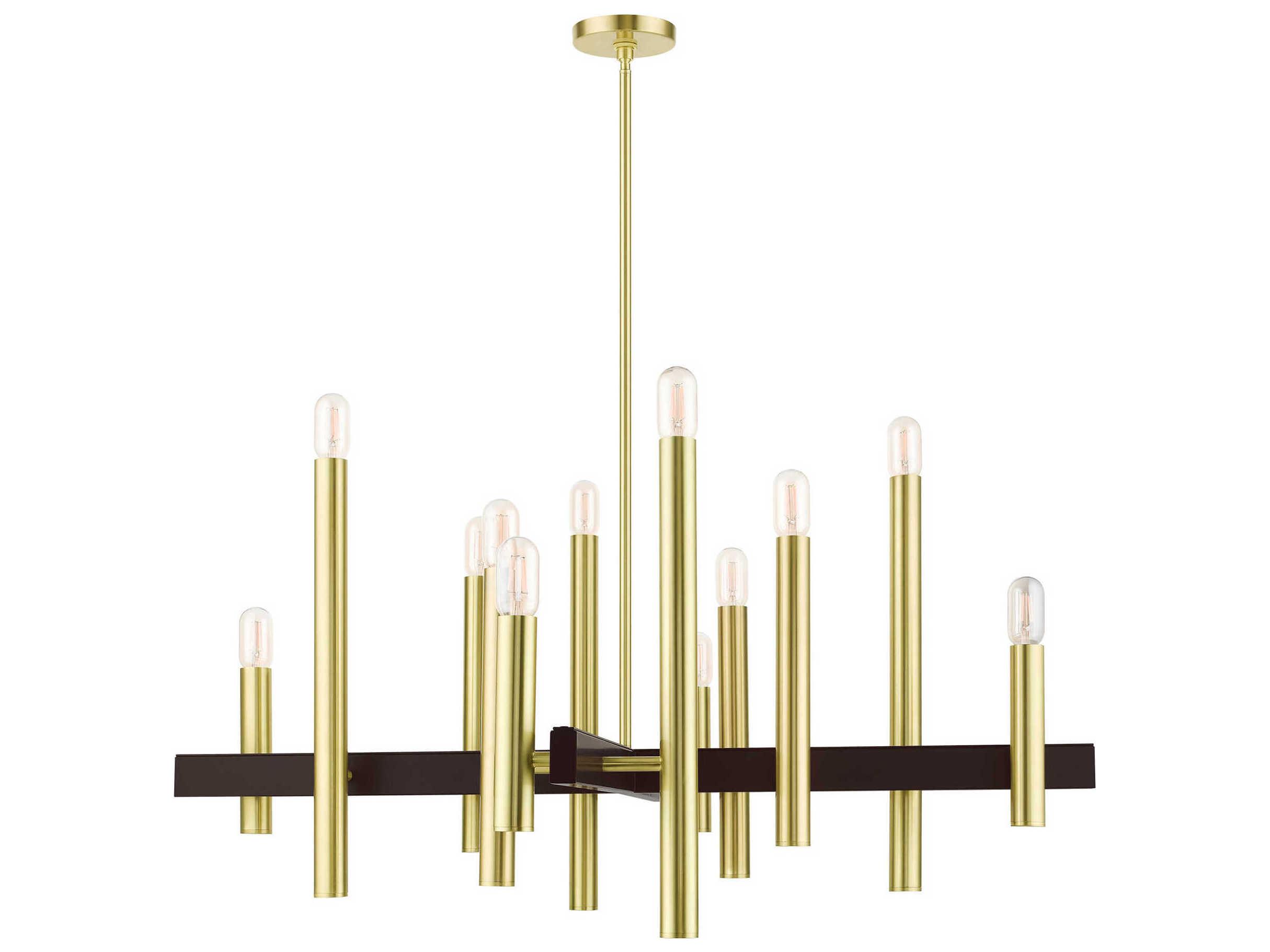 Livex Lighting Helsinki 12-Light Satin Brass Candelabra Chandelier