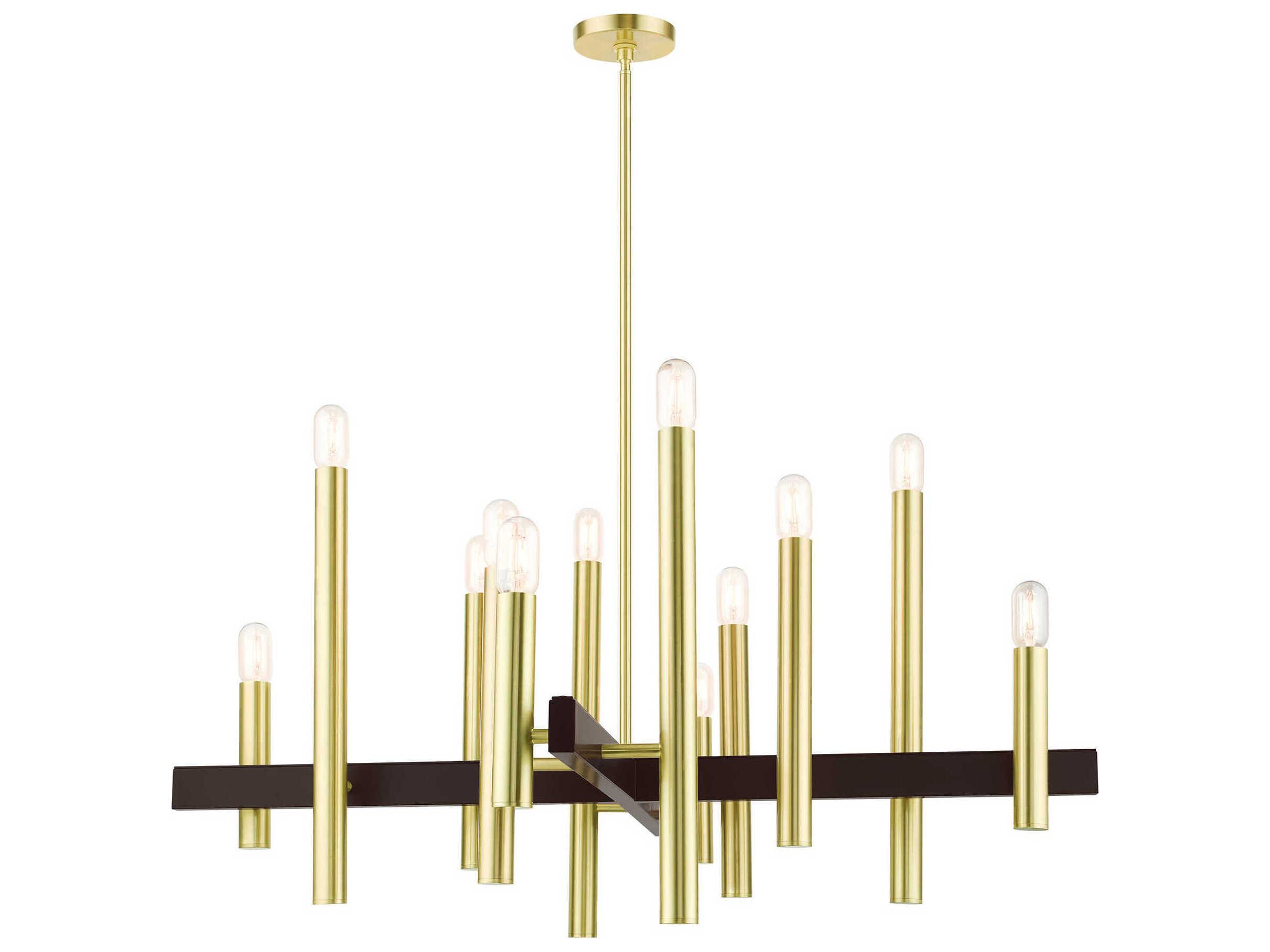 Livex Lighting Helsinki 12-Light Satin Brass Candelabra Chandelier