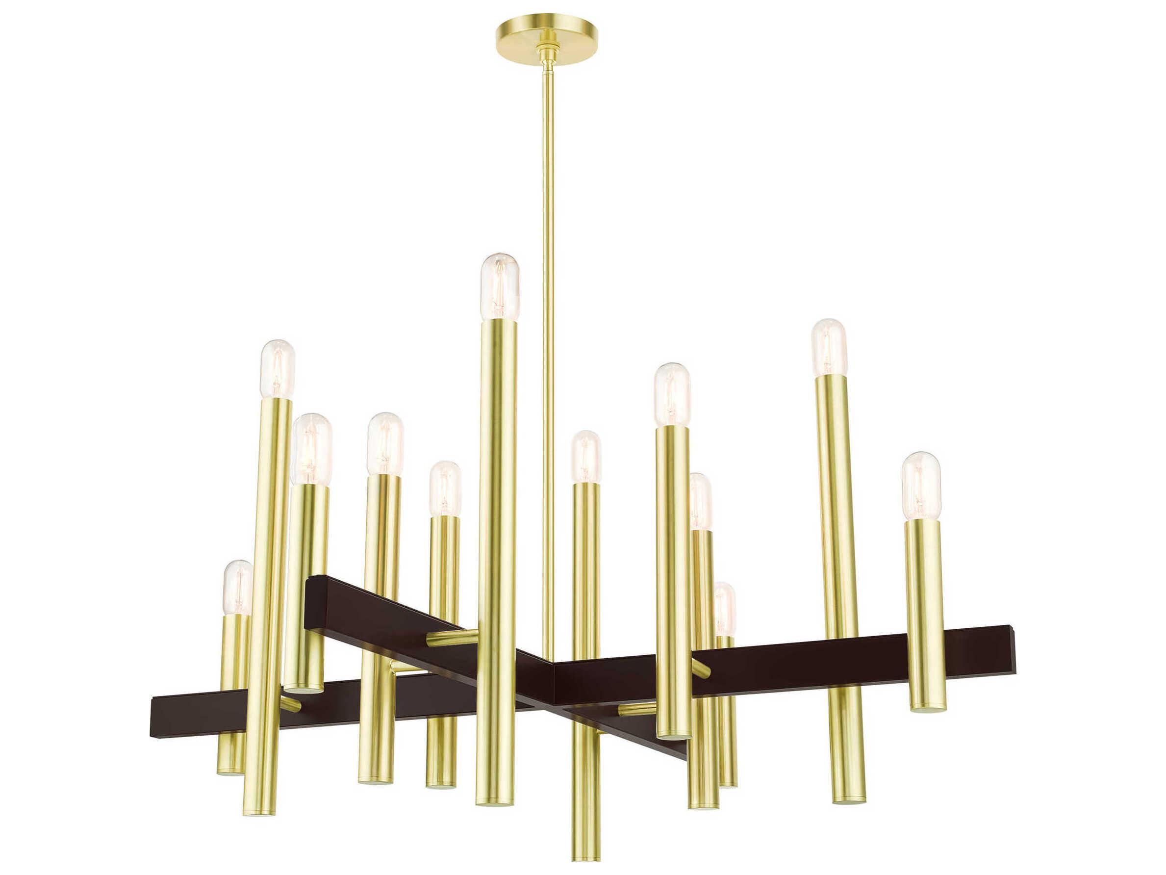 Livex Lighting Helsinki 12-Light Satin Brass Candelabra Chandelier