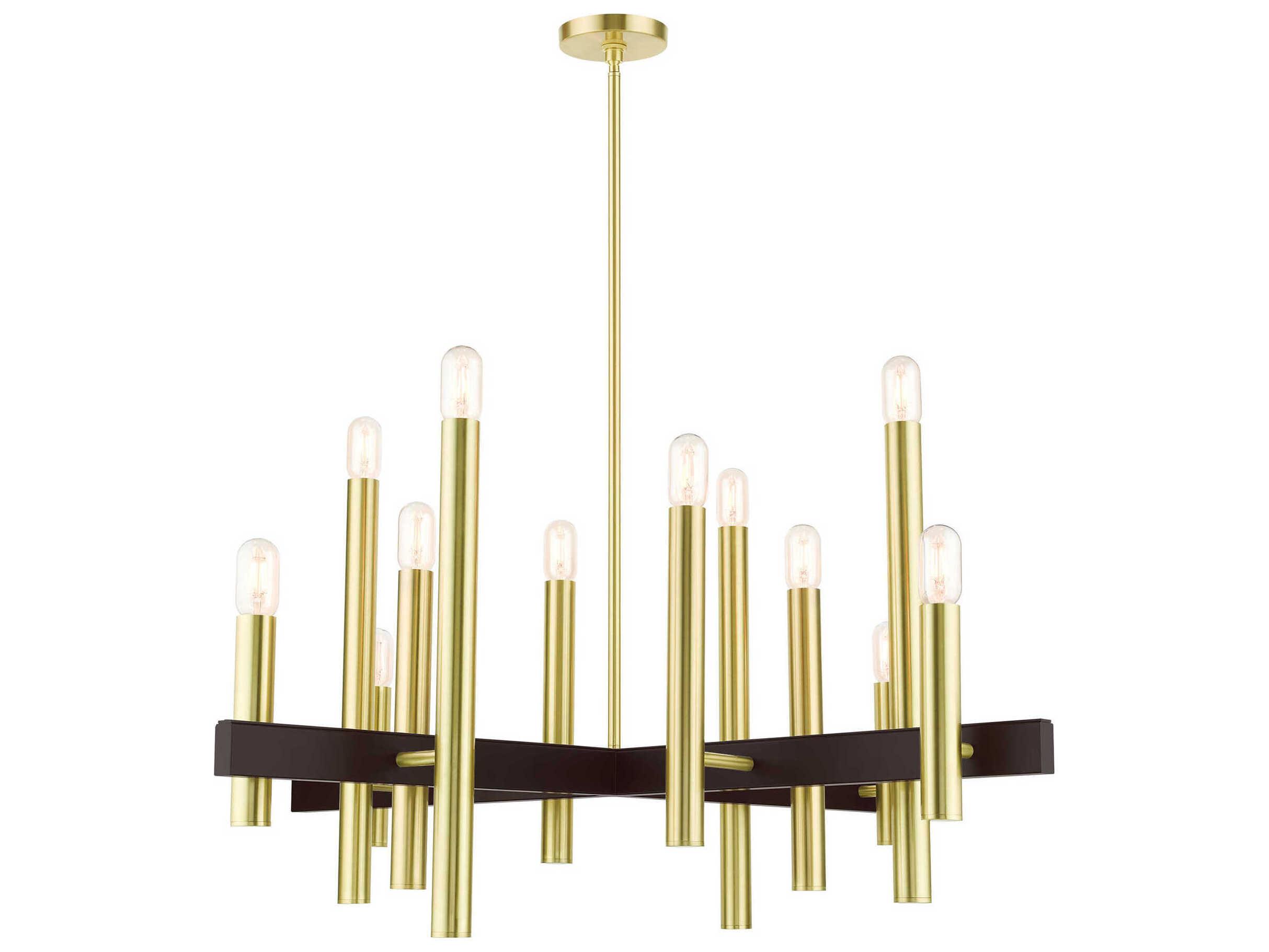 Livex Lighting Helsinki 12-Light Satin Brass Candelabra Chandelier