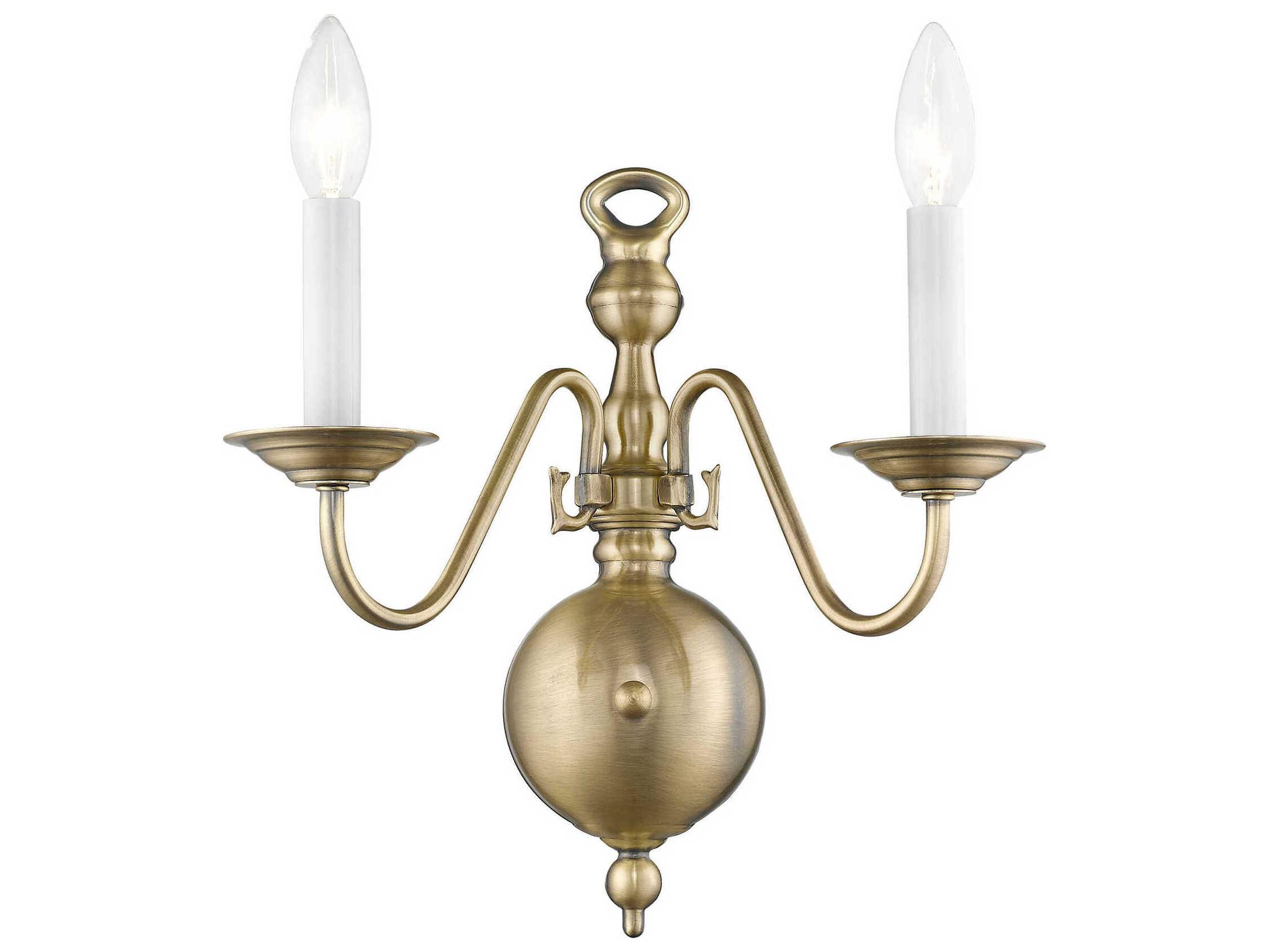 Livex Lighting Williamsburgh 2-Light Antique Brass Wall Sconce