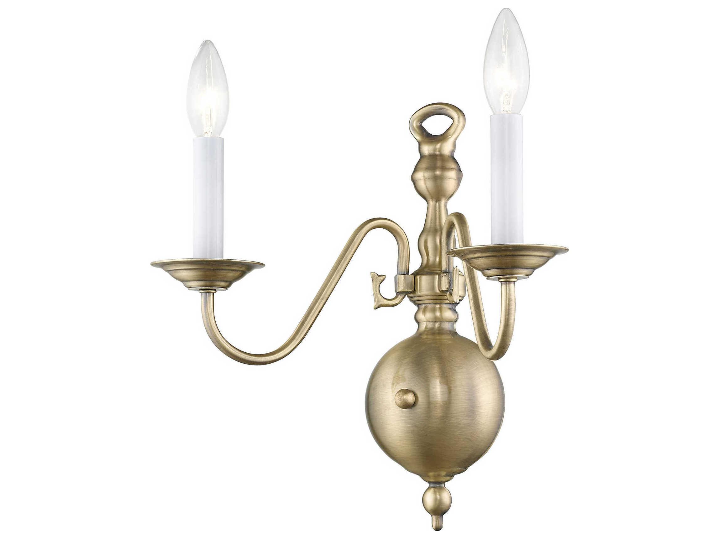 Livex Lighting Williamsburgh 2-Light Antique Brass Wall Sconce