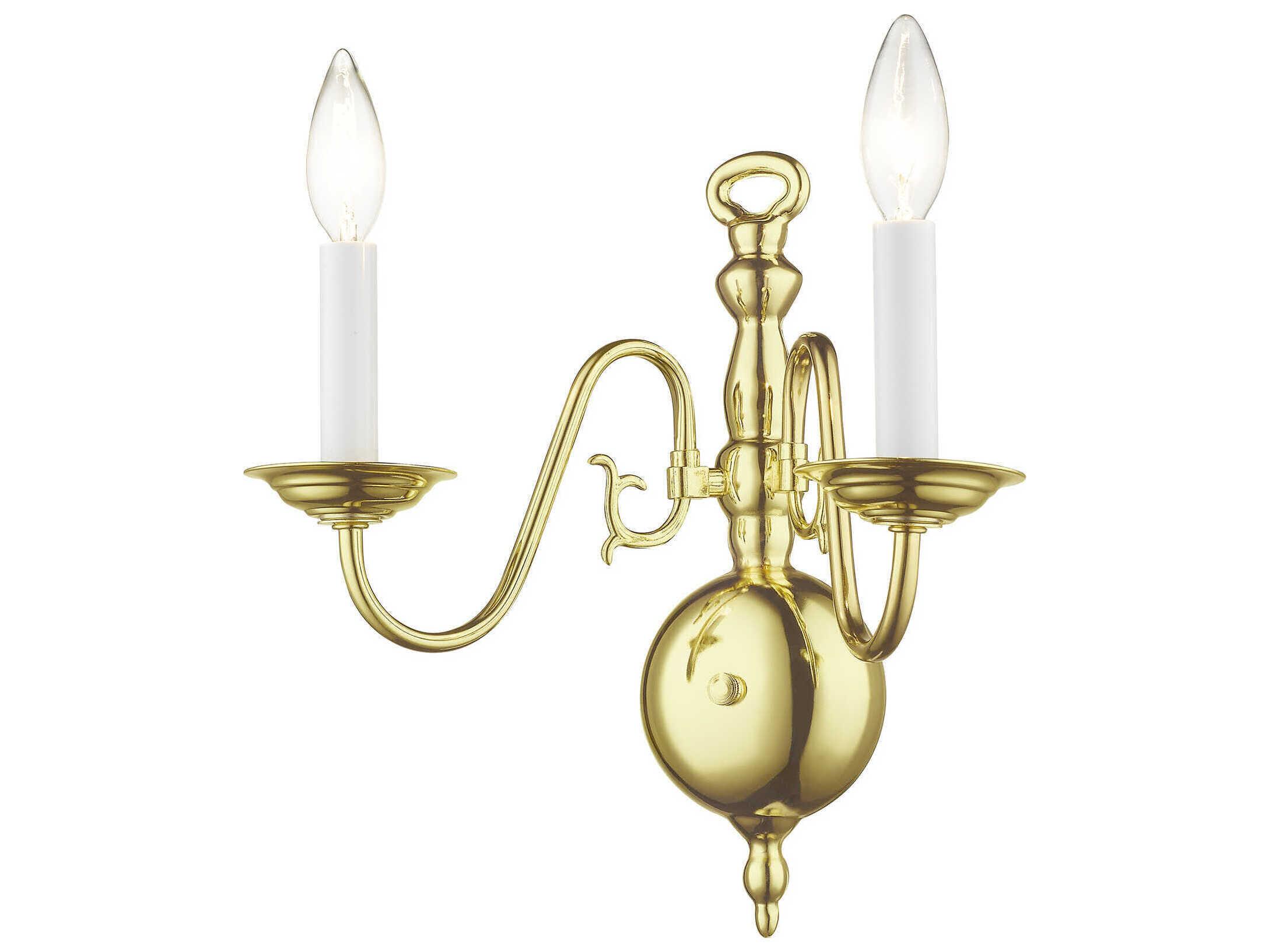 Livex Lighting Williamsburgh 2-Light Polished Brass Wall Sconce