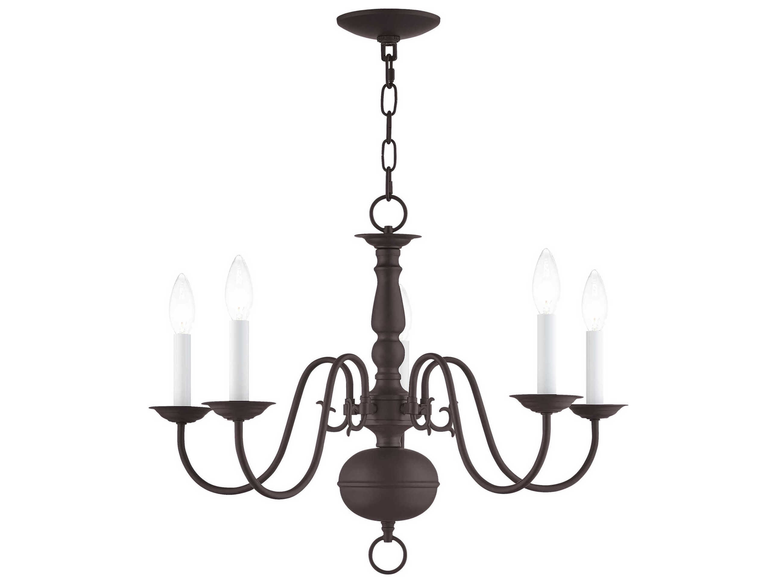 Livex Lighting Williamsburgh 5-Light Bronze Candelabra Chandelier