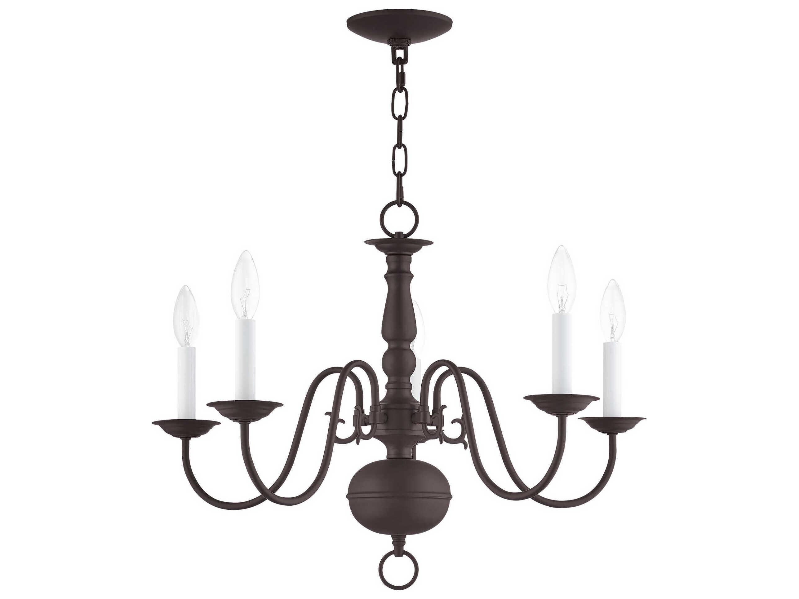 Livex Lighting Williamsburgh 5-Light Bronze Candelabra Chandelier