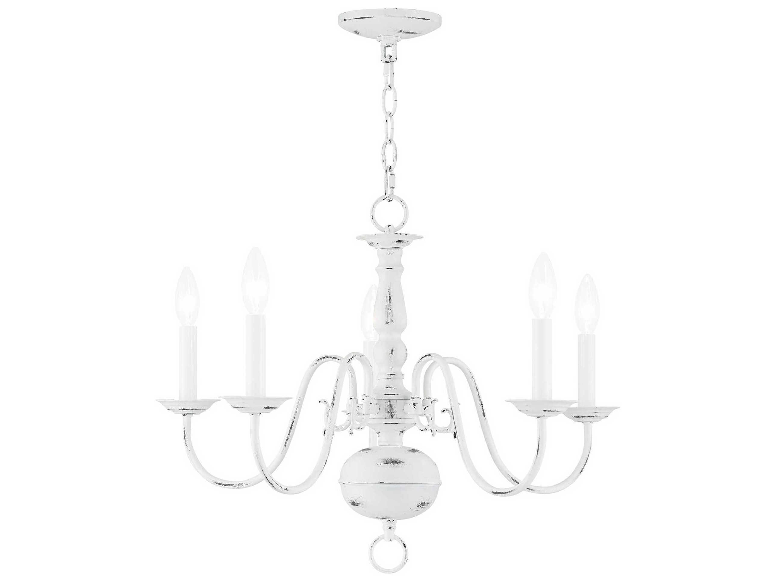 Livex Lighting Williamsburgh 5-Light Antique White Candelabra Chandelier
