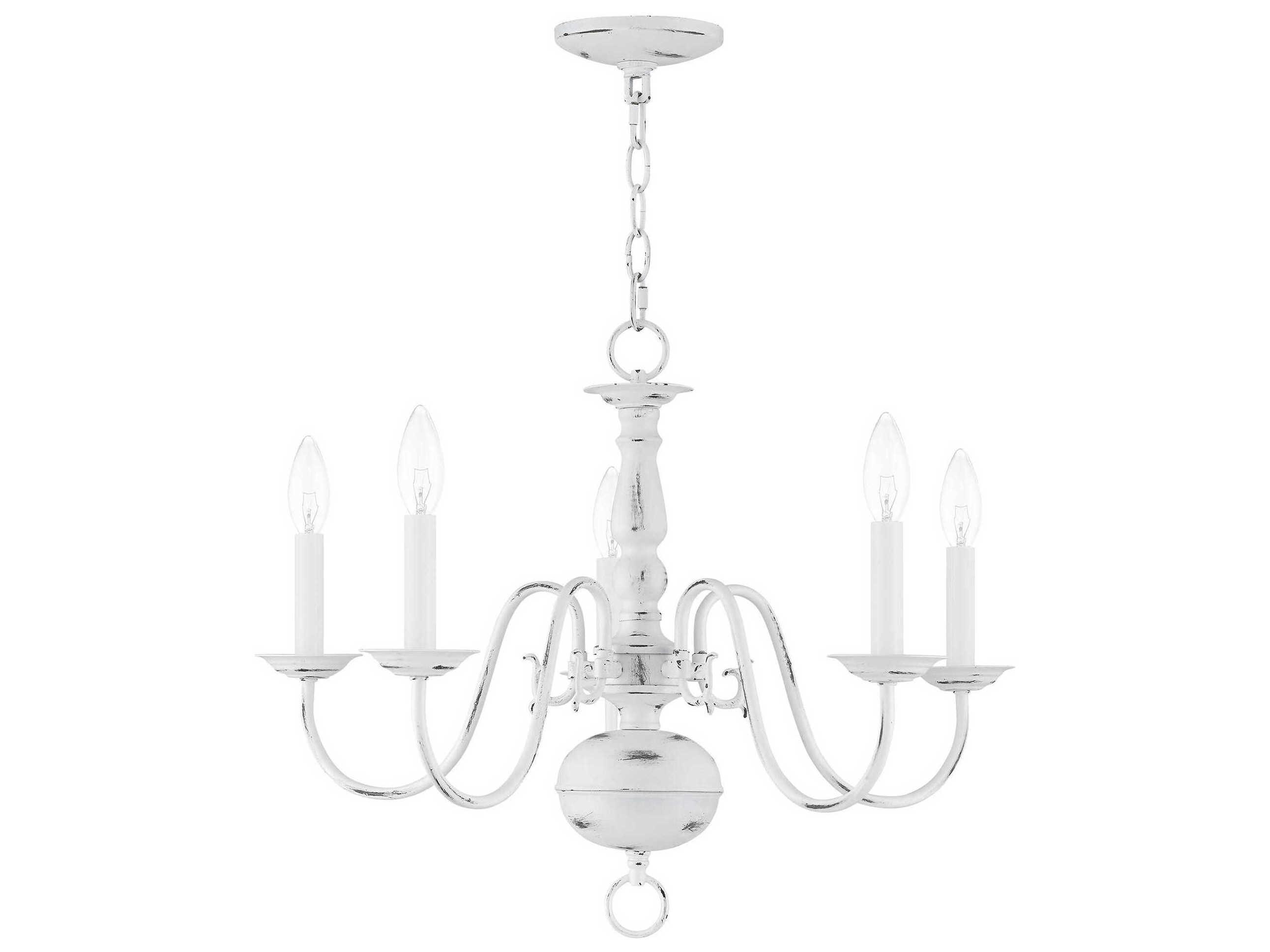Livex Lighting Williamsburgh 5-Light Antique White Candelabra Chandelier