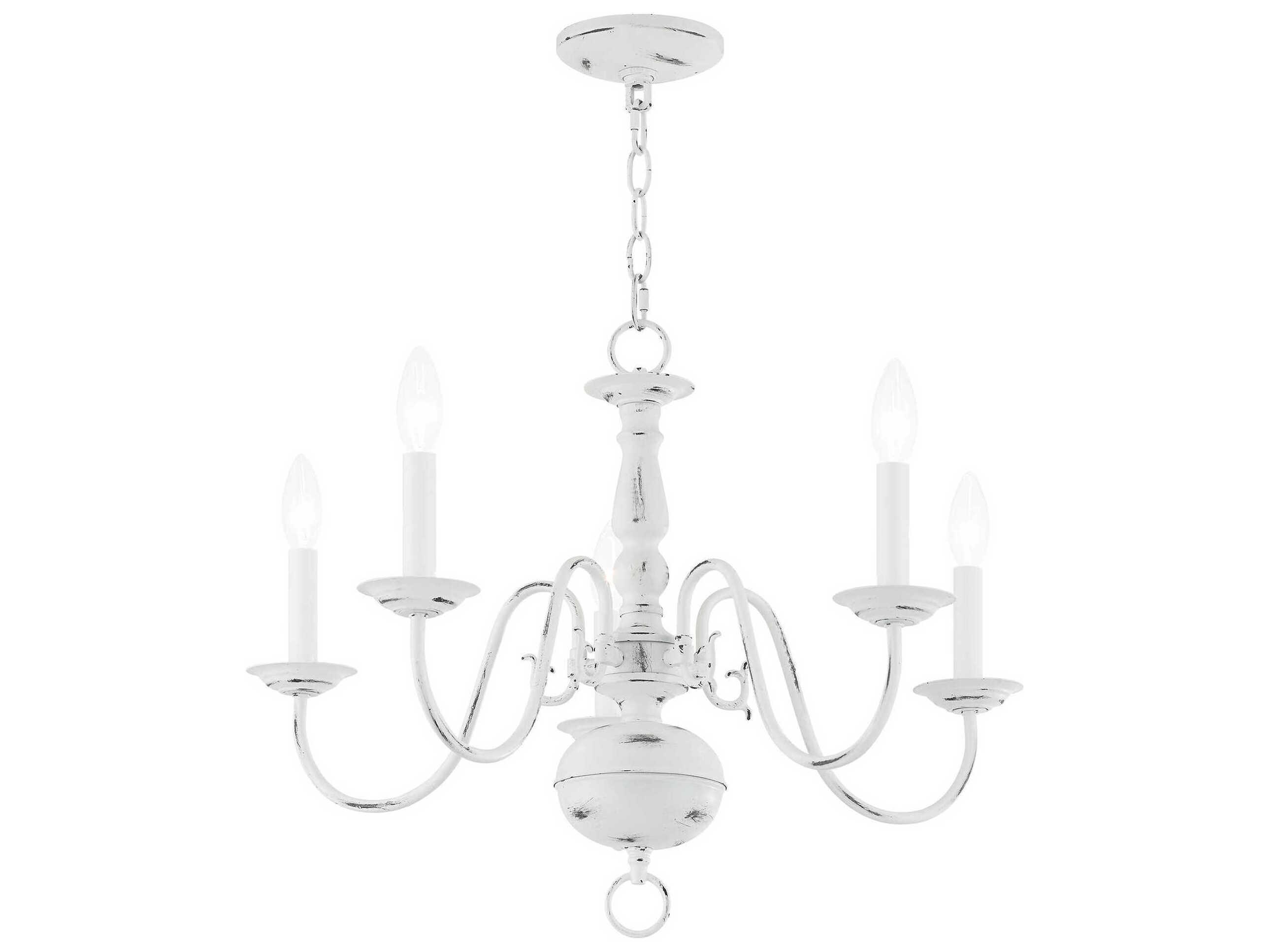 Livex Lighting Williamsburgh 5-Light Antique White Candelabra Chandelier