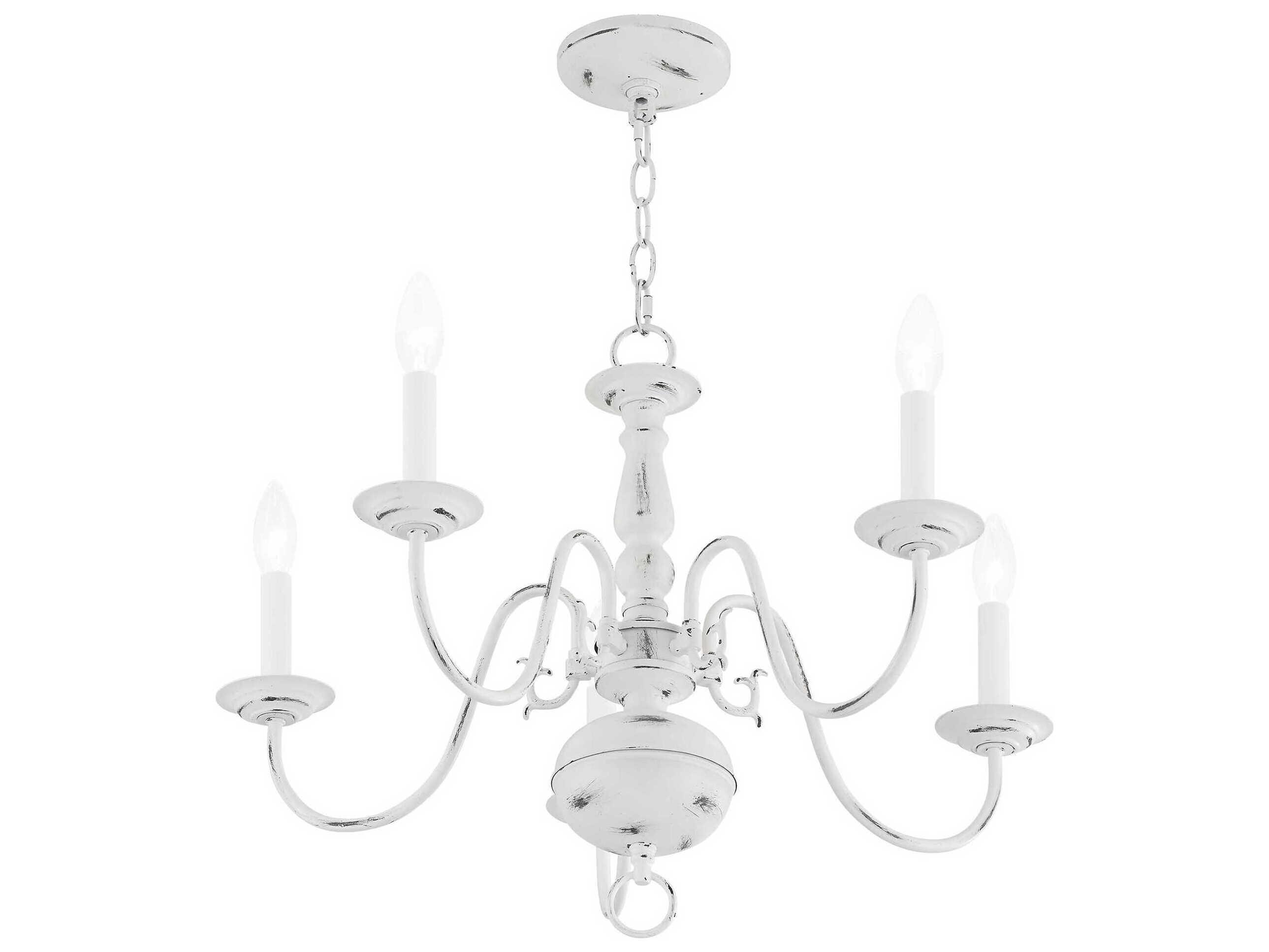Livex Lighting Williamsburgh 5-Light Antique White Candelabra Chandelier