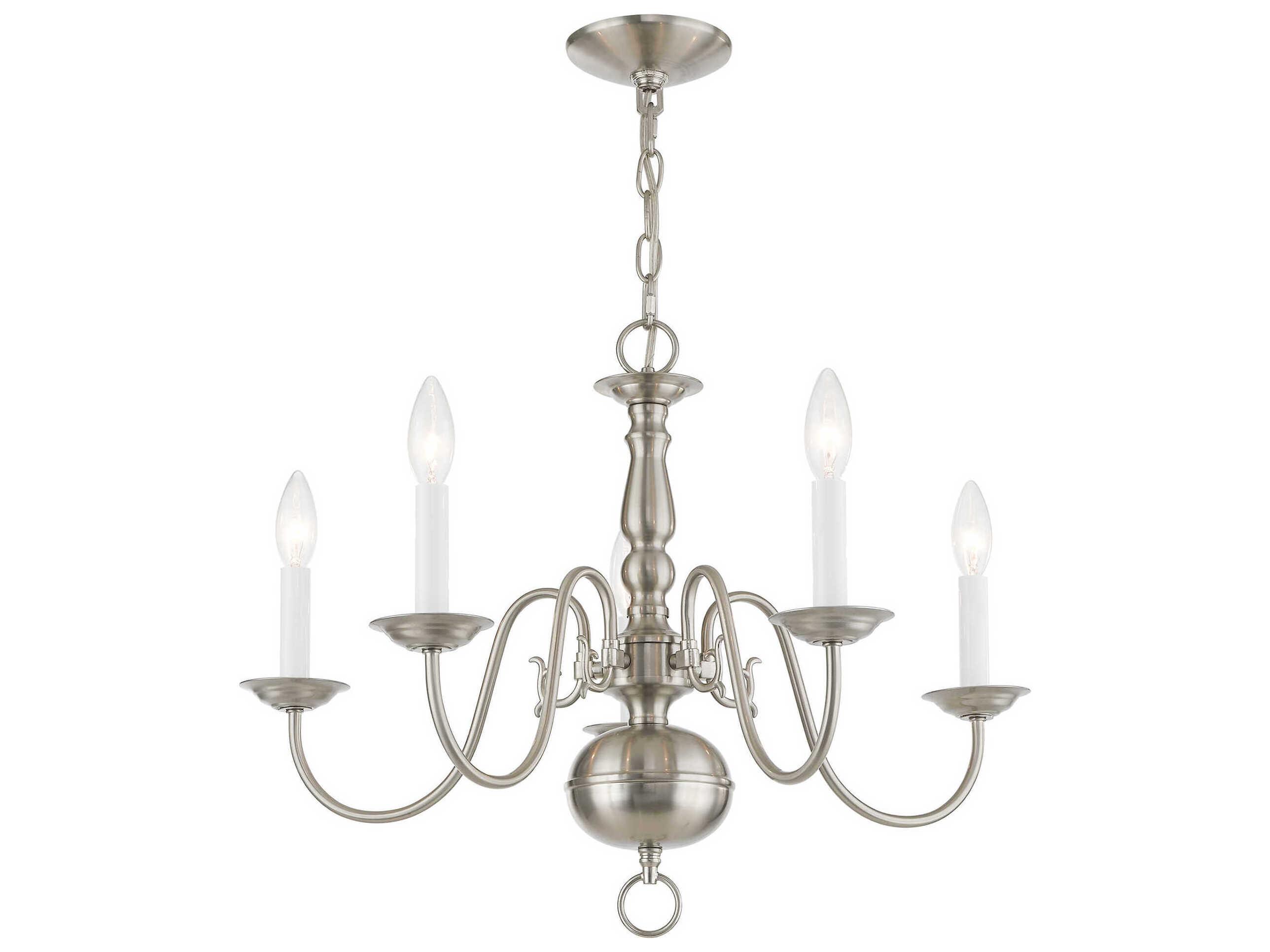 Livex Lighting Williamsburgh 5-Light Brushed Nickel Candelabra Chandelier