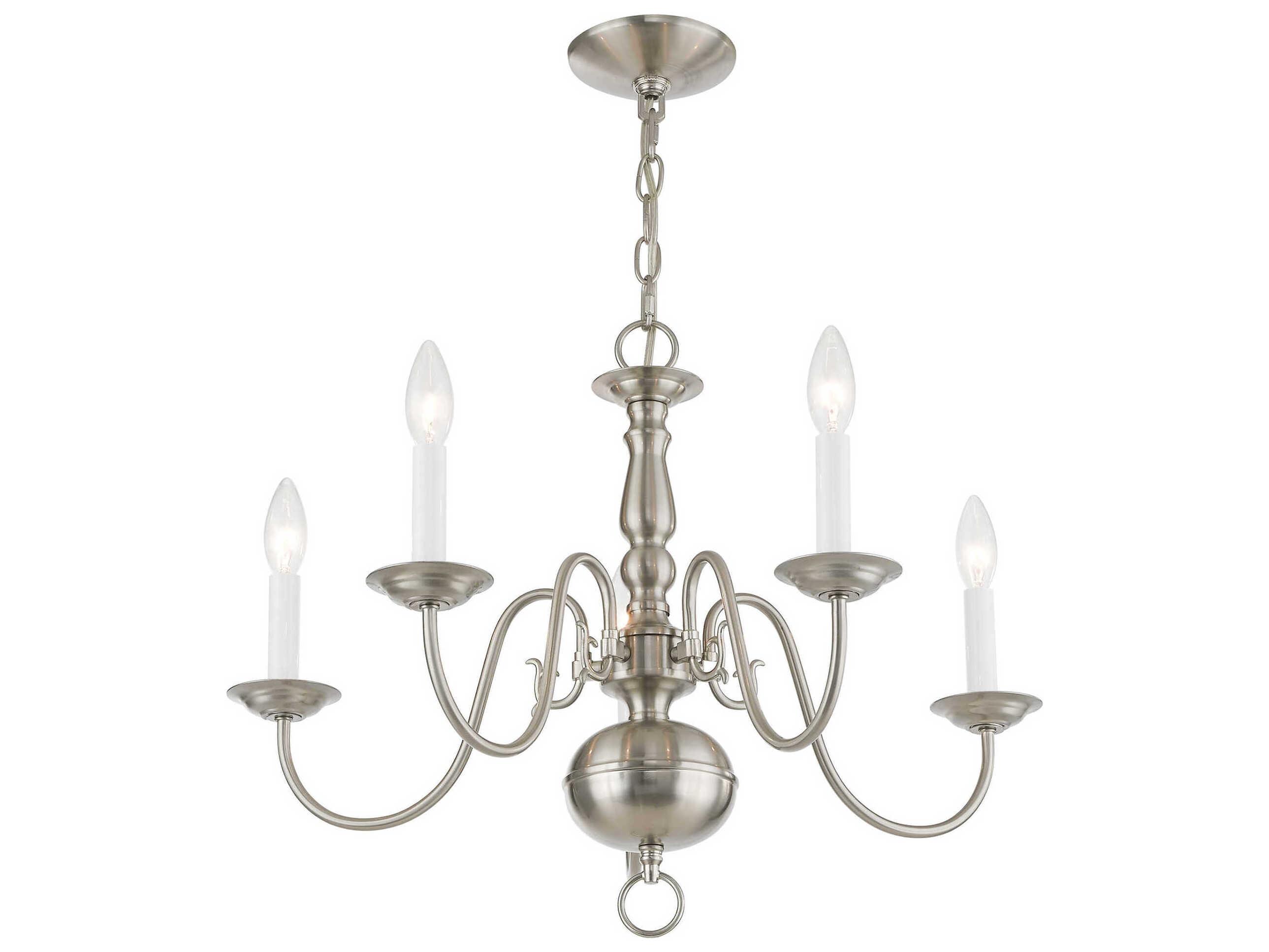 Livex Lighting Williamsburgh 5-Light Brushed Nickel Candelabra Chandelier