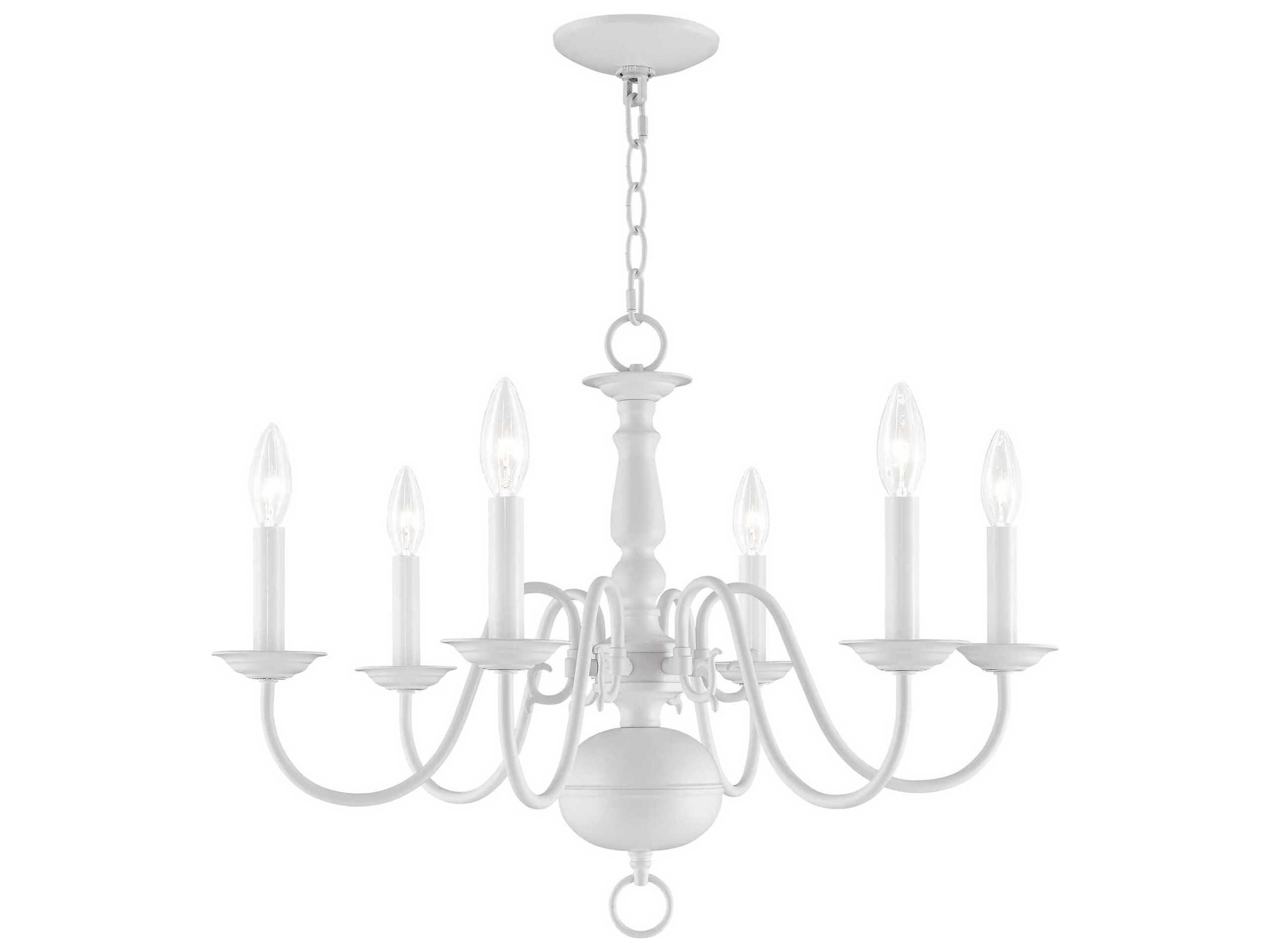 Livex Lighting Williamsburgh 6-Light White Candelabra Chandelier