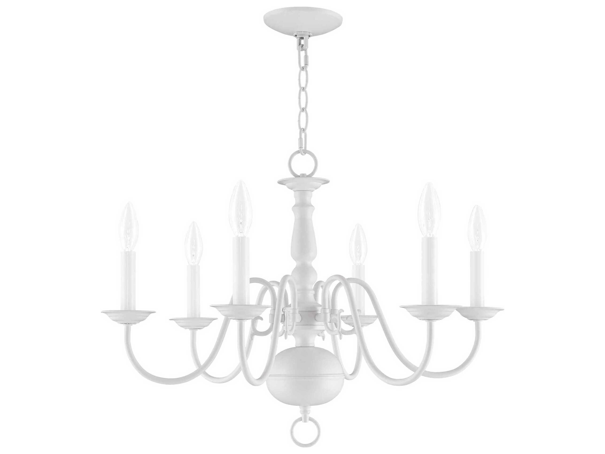 Livex Lighting Williamsburgh 6-Light White Candelabra Chandelier