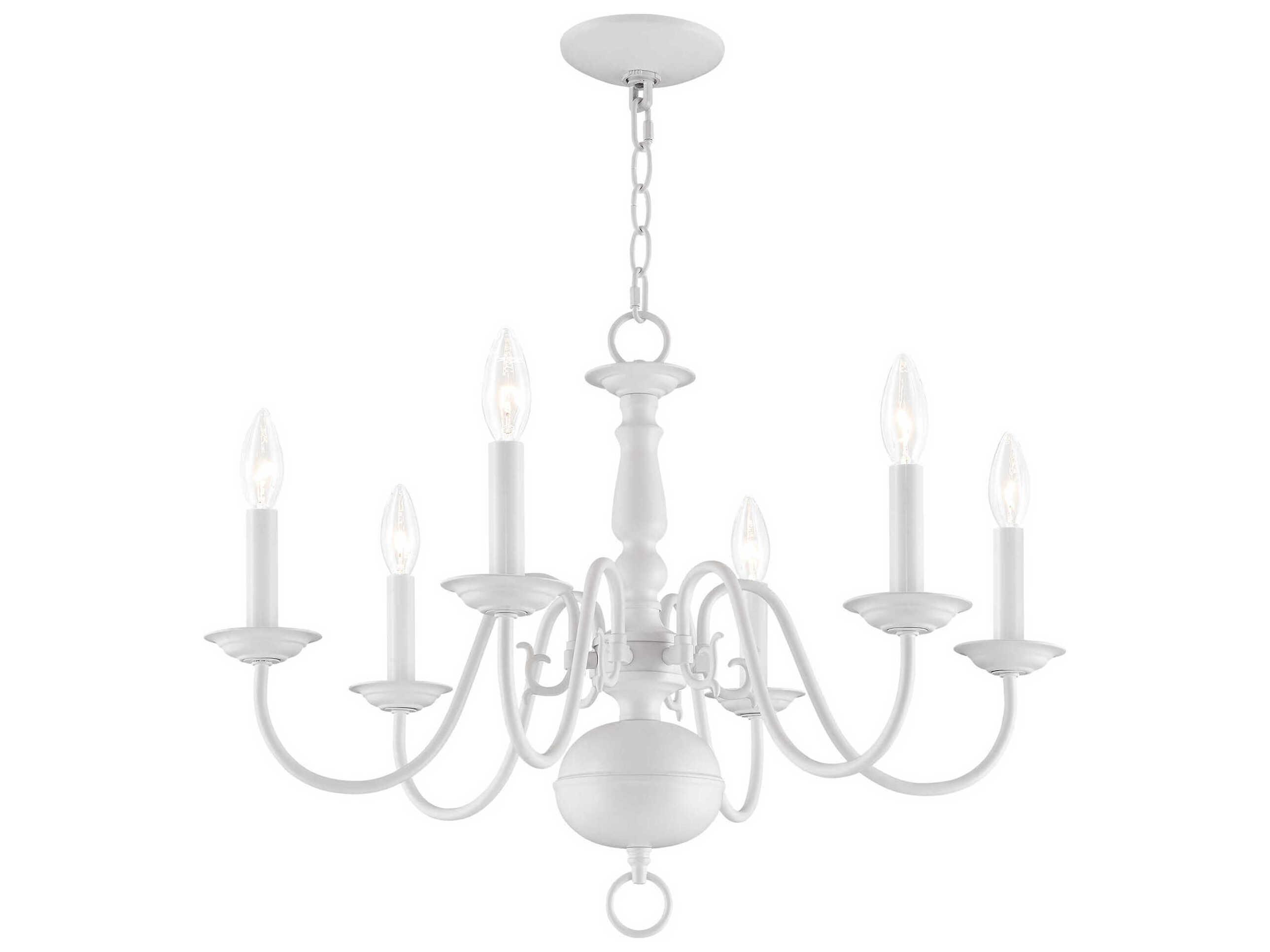 Livex Lighting Williamsburgh 6-Light White Candelabra Chandelier