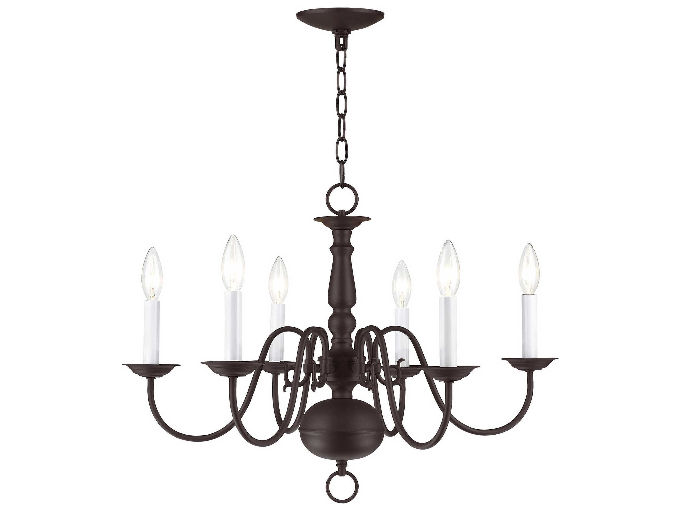 Livex Lighting Williamsburgh 6-Light Bronze Candelabra Chandelier