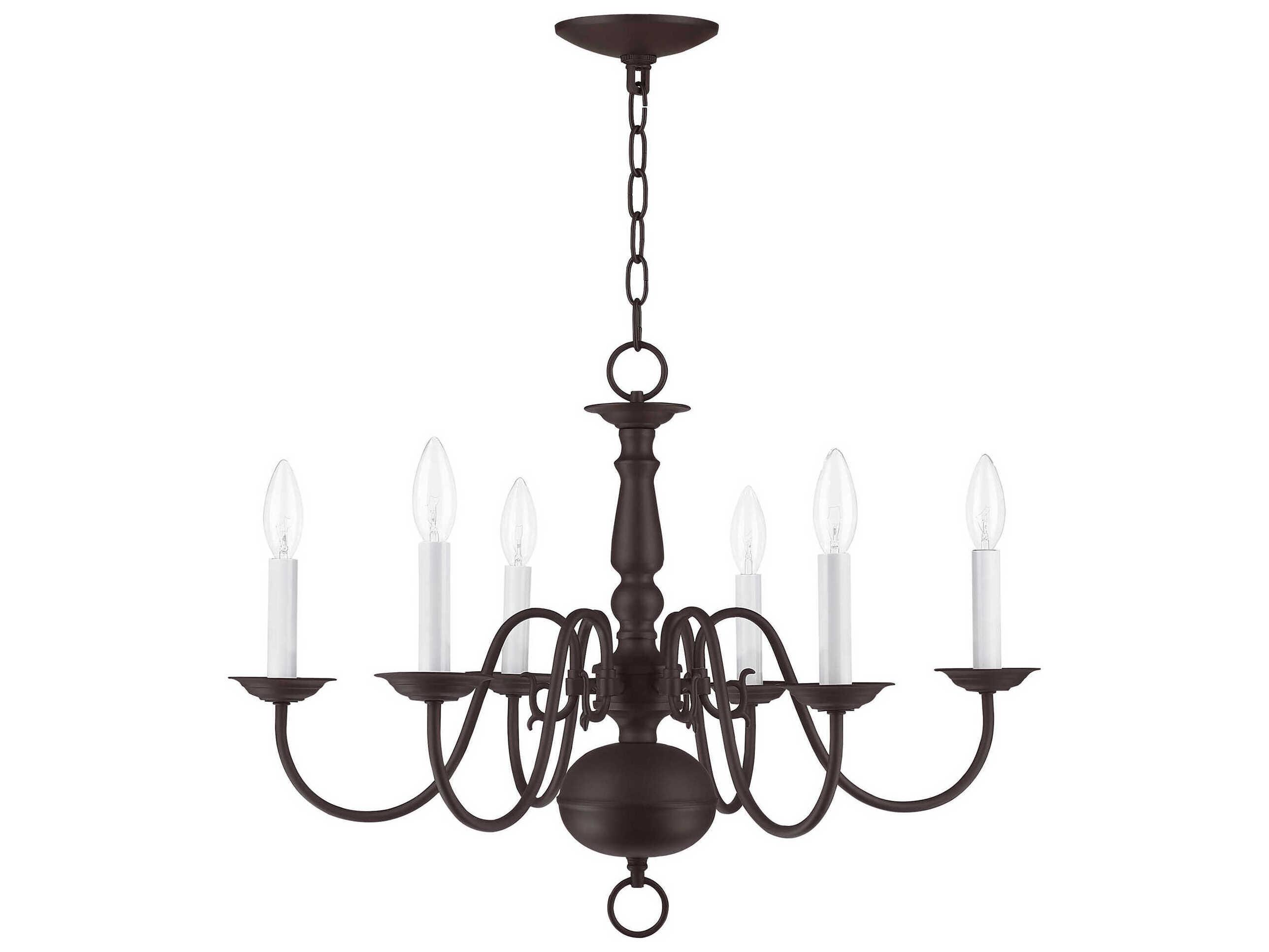 Livex Lighting Williamsburgh 6-Light Bronze Candelabra Chandelier