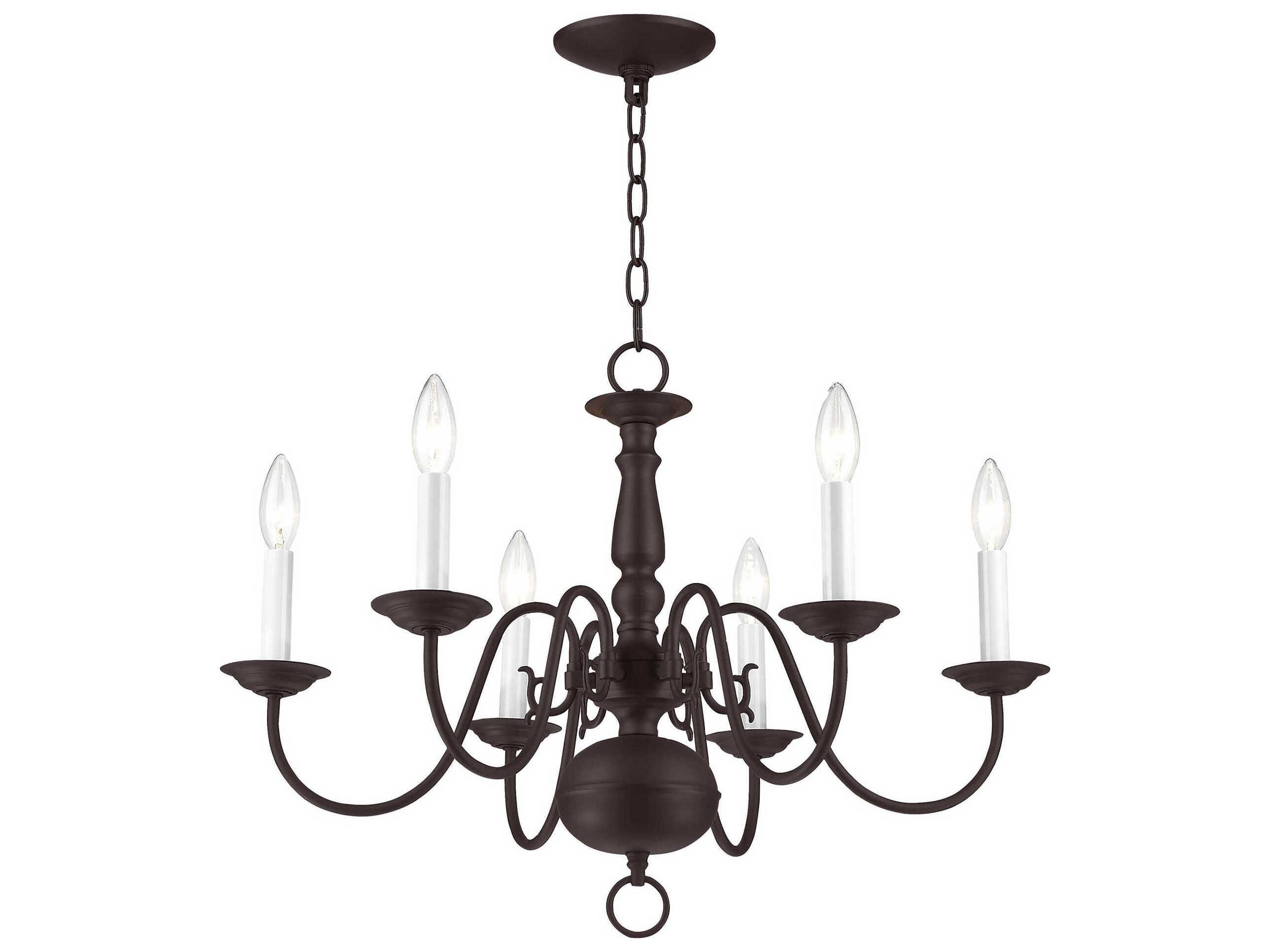 Livex Lighting Williamsburgh 6-Light Bronze Candelabra Chandelier