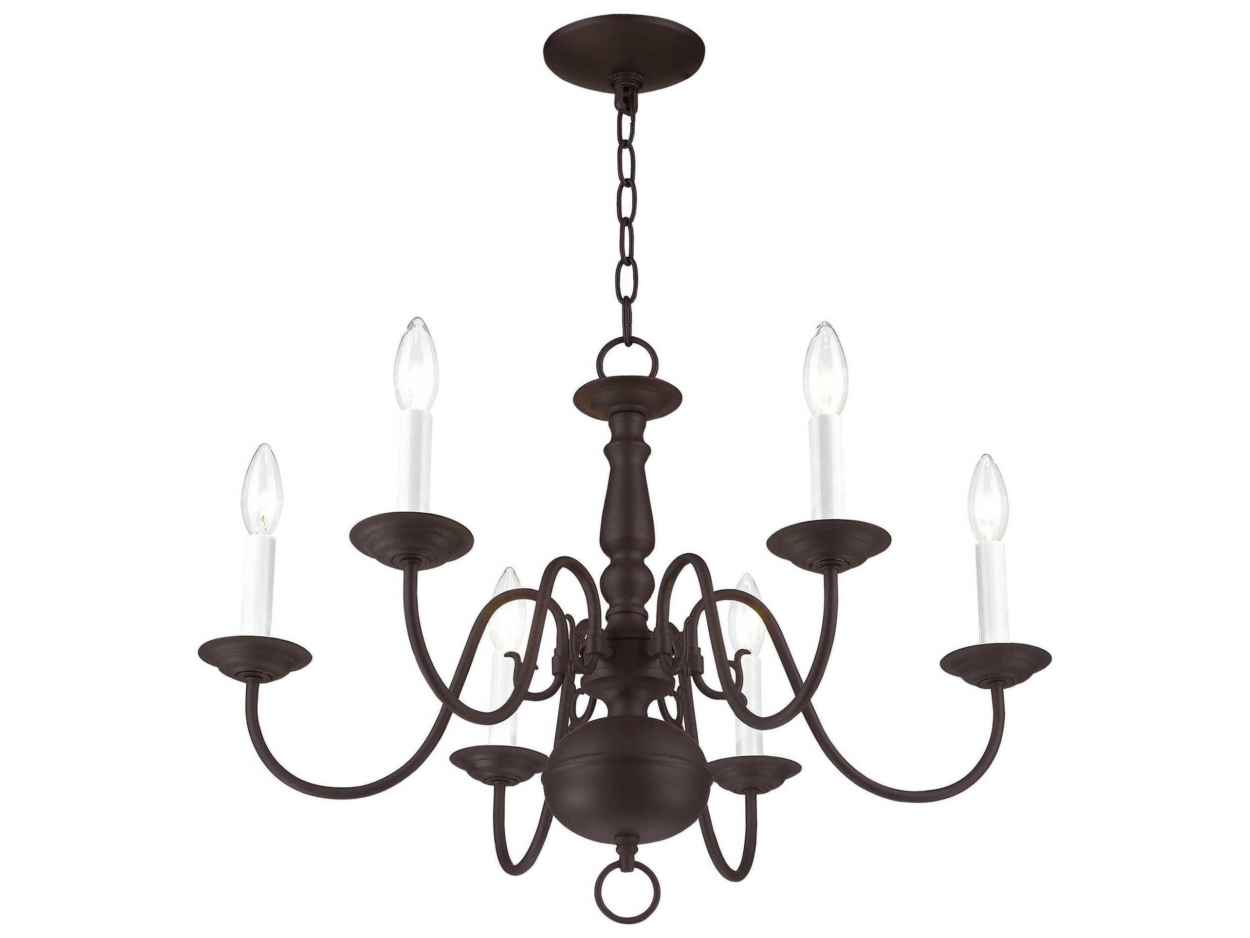 Livex Lighting Williamsburgh 6-Light Bronze Candelabra Chandelier