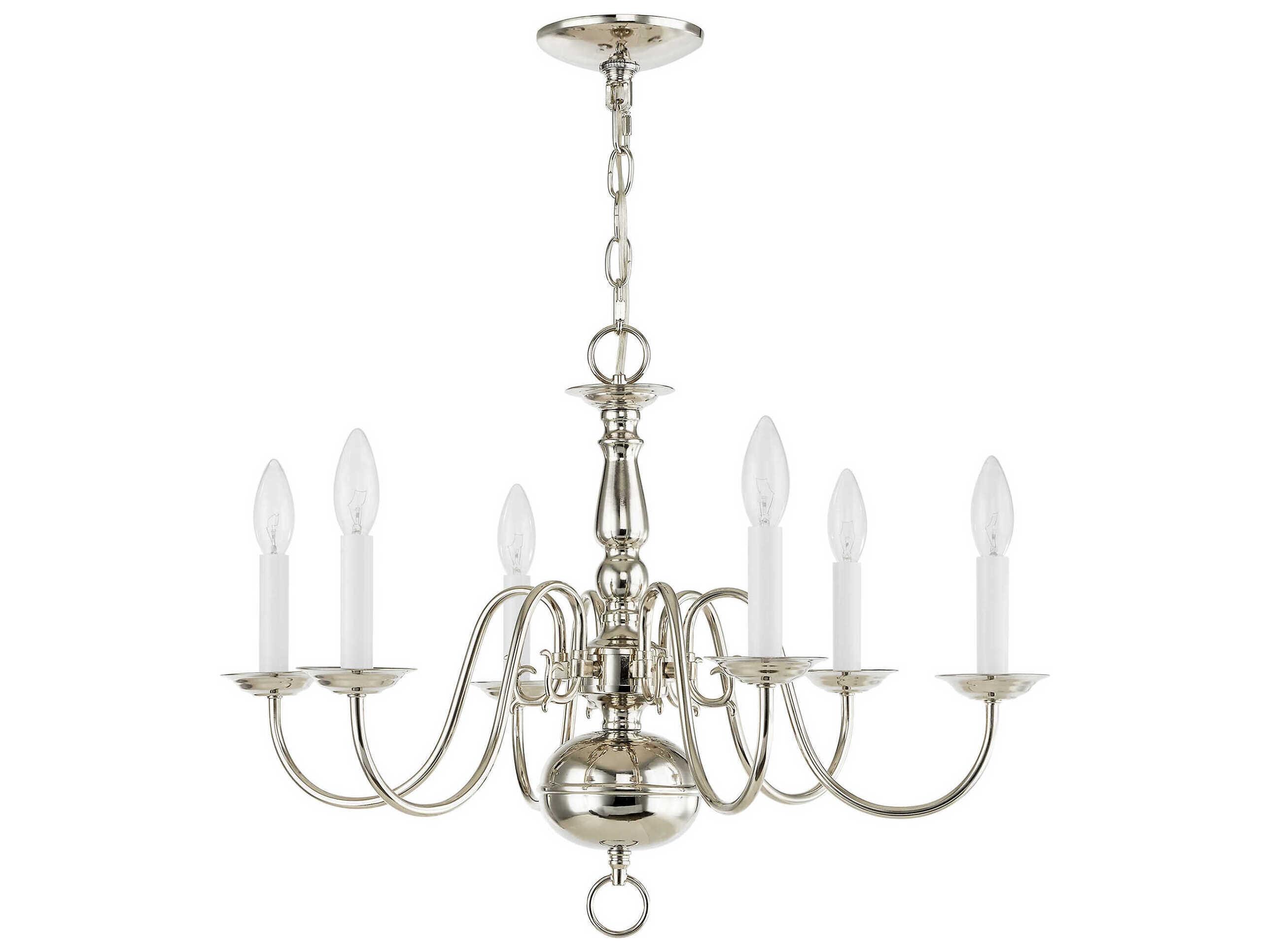 Livex Lighting Williamsburgh 6-Light Polished Nickel Candelabra Chandelier