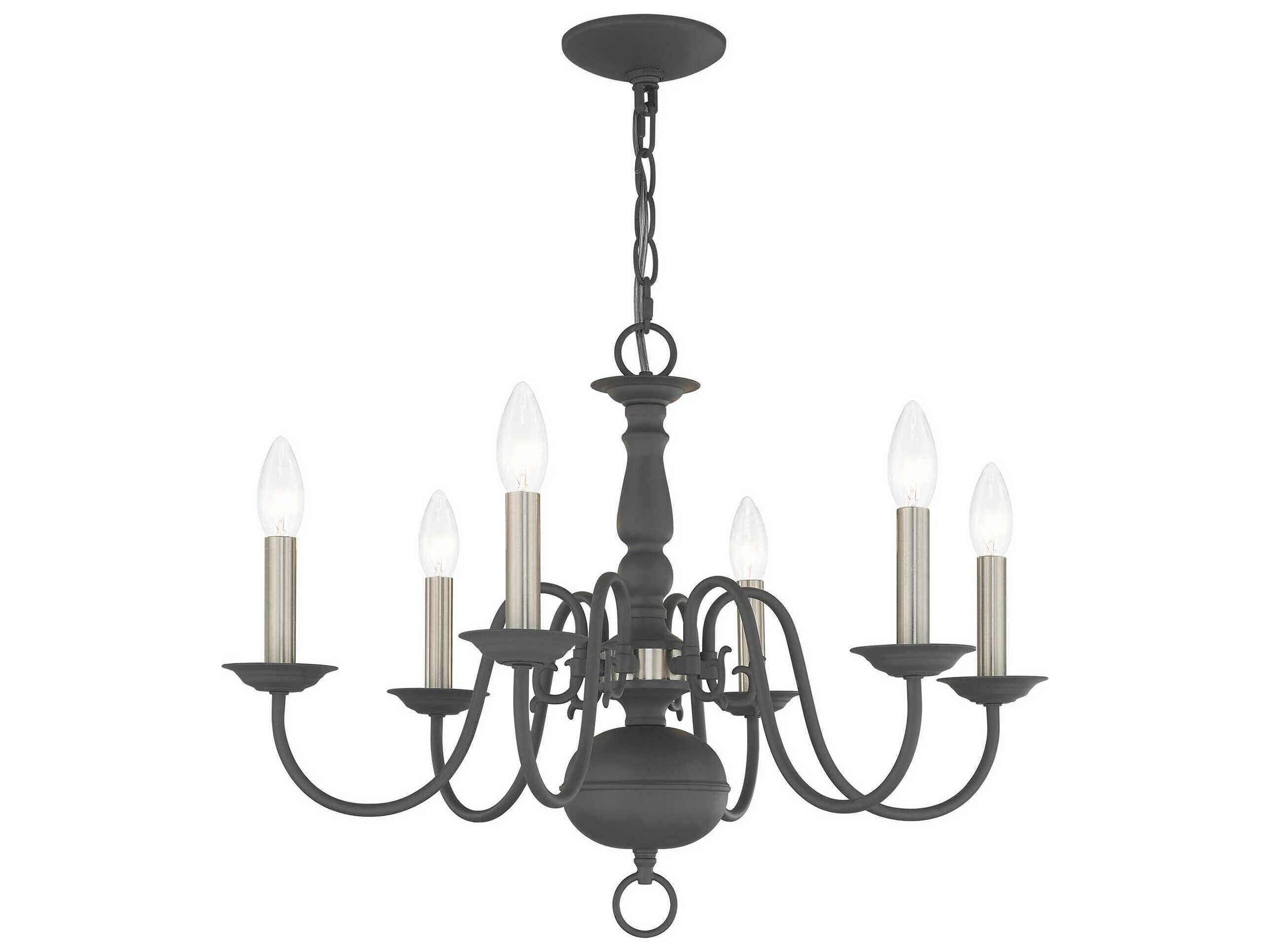 Livex Lighting Williamsburgh 6-Light Scandinavian Gray Candelabra Chandelier