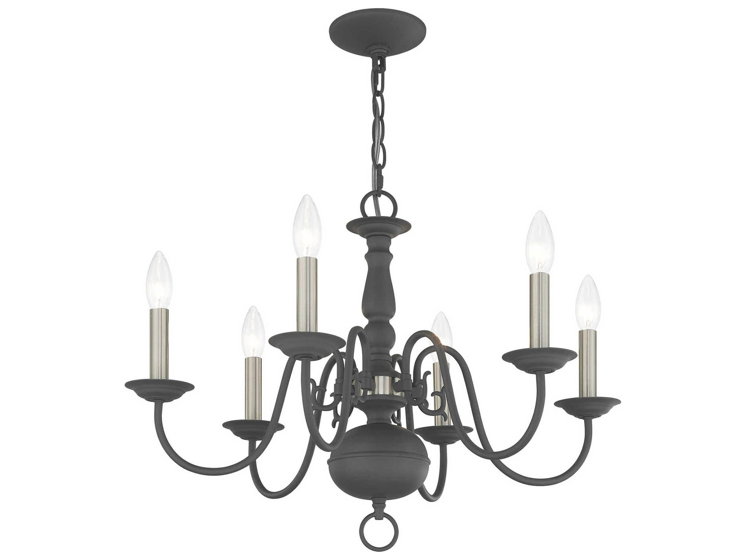 Livex Lighting Williamsburgh 6-Light Scandinavian Gray Candelabra Chandelier