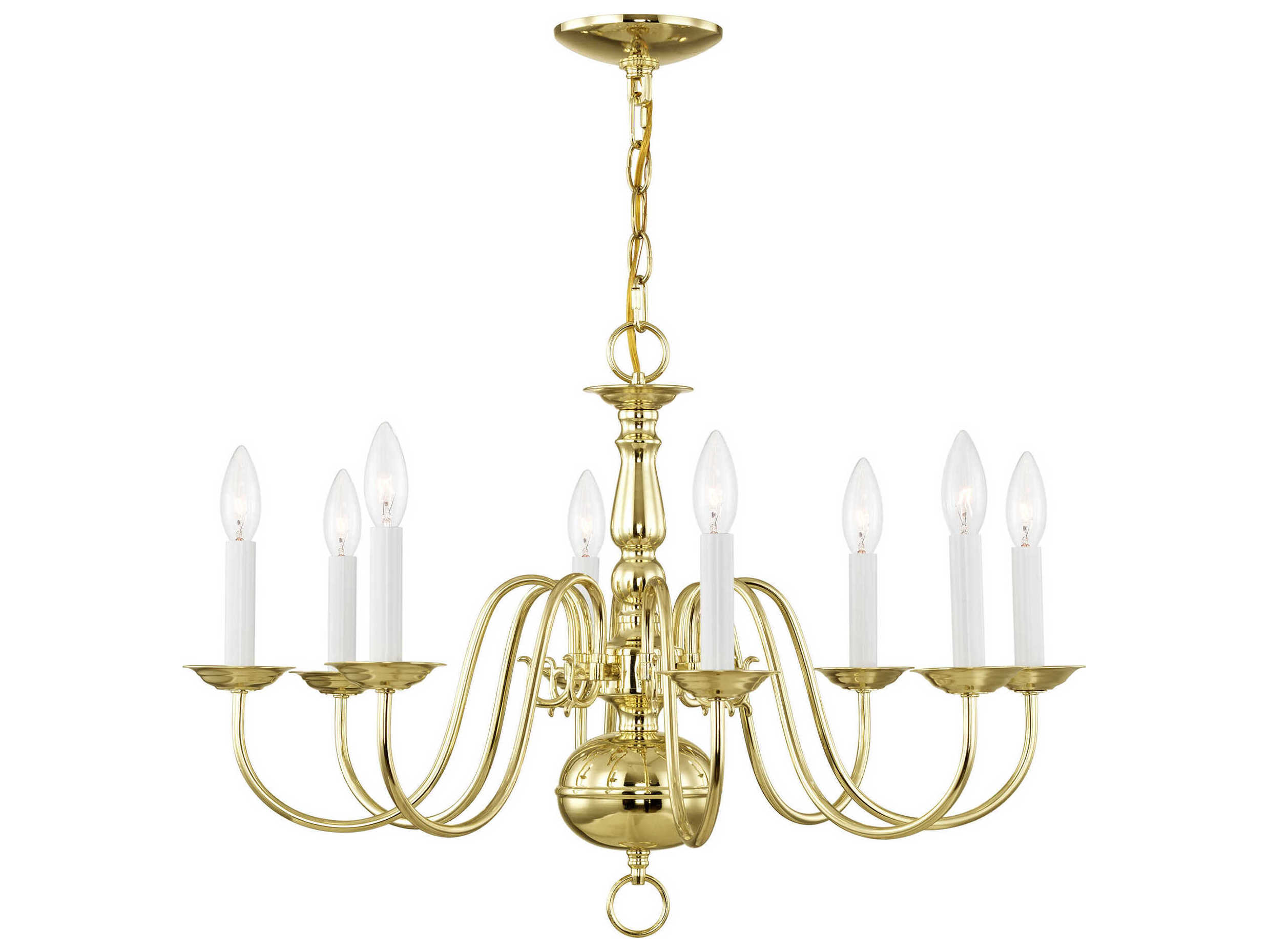 Livex Lighting Williamsburgh 8-Light Polished Brass Candelabra Chandelier