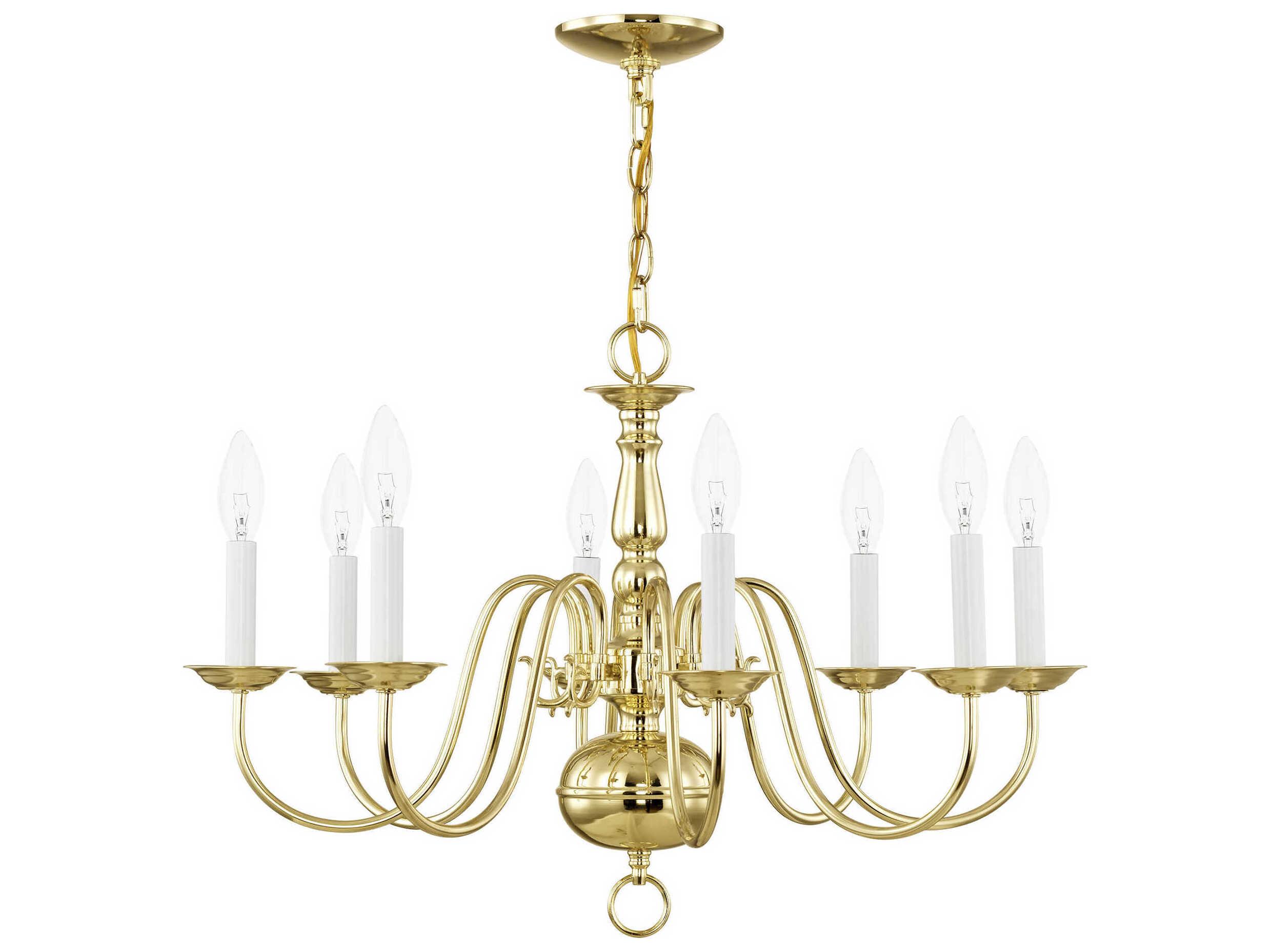 Livex Lighting Williamsburgh 8-Light Polished Brass Candelabra Chandelier
