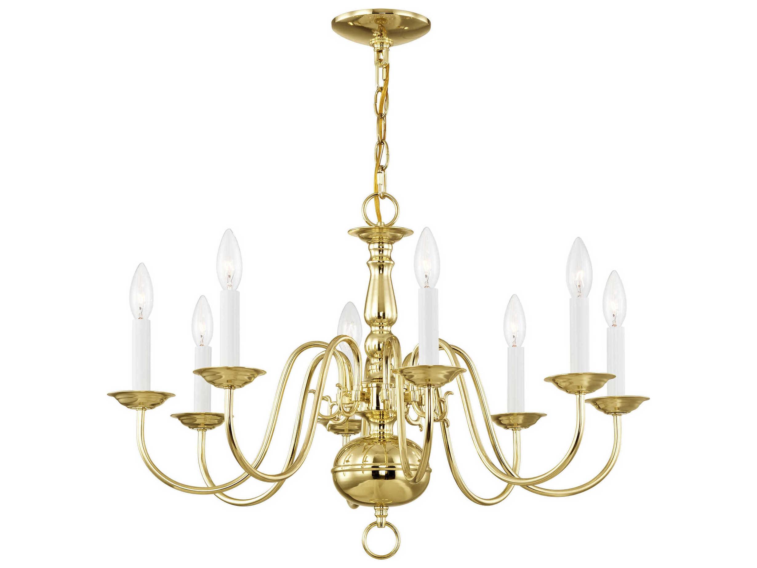 Livex Lighting Williamsburgh 8-Light Polished Brass Candelabra Chandelier