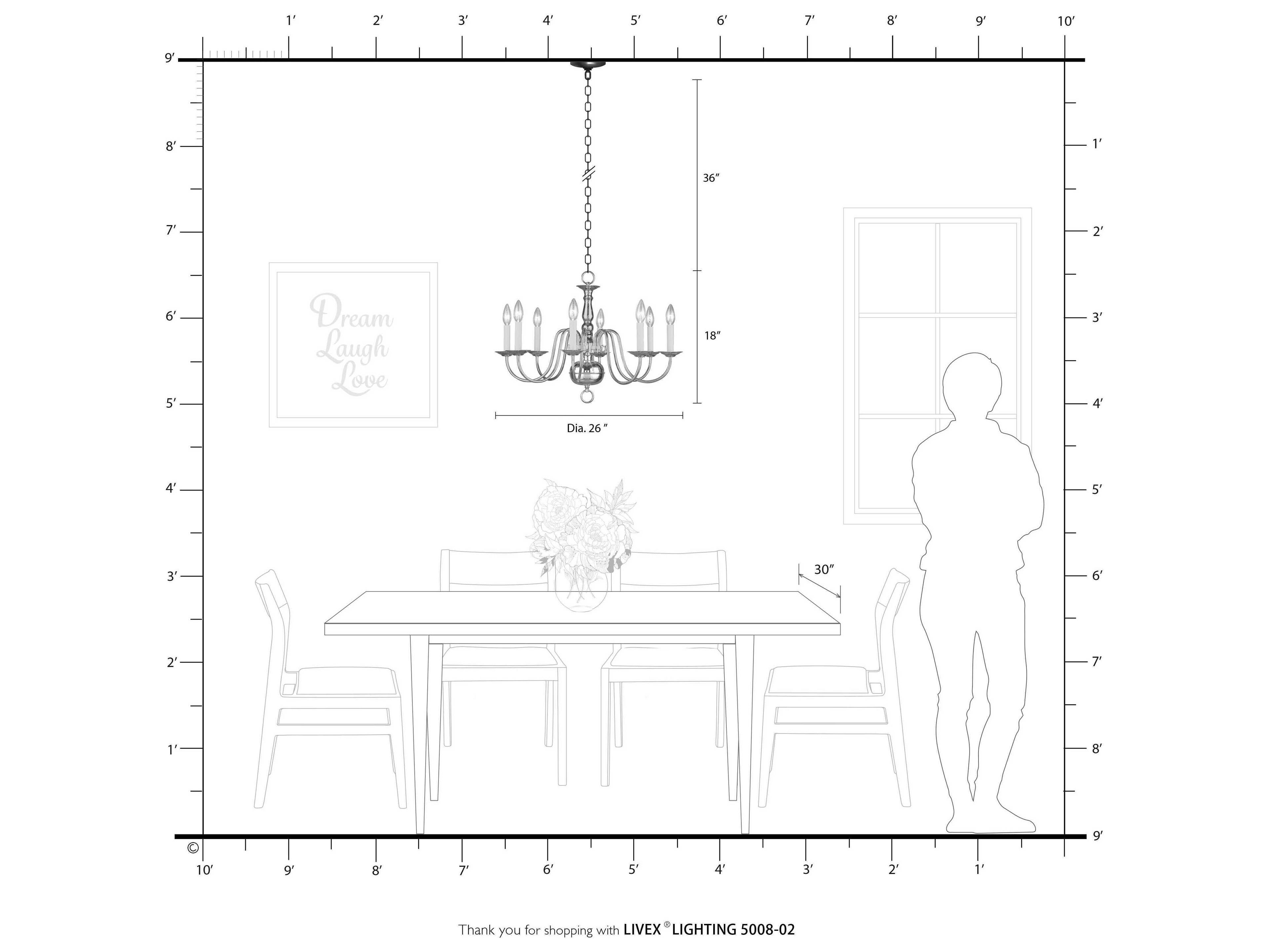 Livex Lighting Williamsburgh 8-Light Polished Brass Candelabra Chandelier