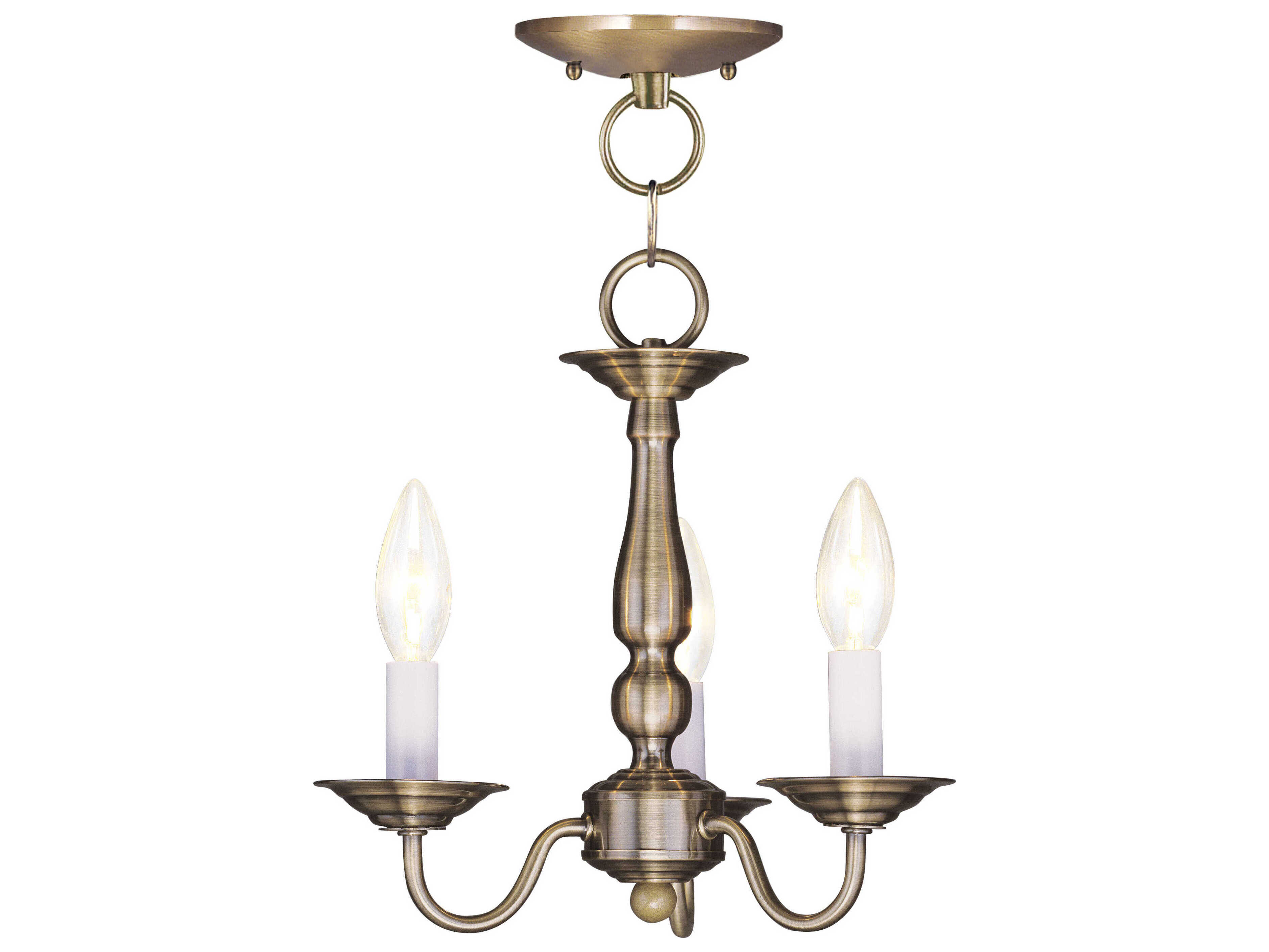 Livex Lighting Williamsburgh 3-Light Antique Brass Candelabra Chandelier