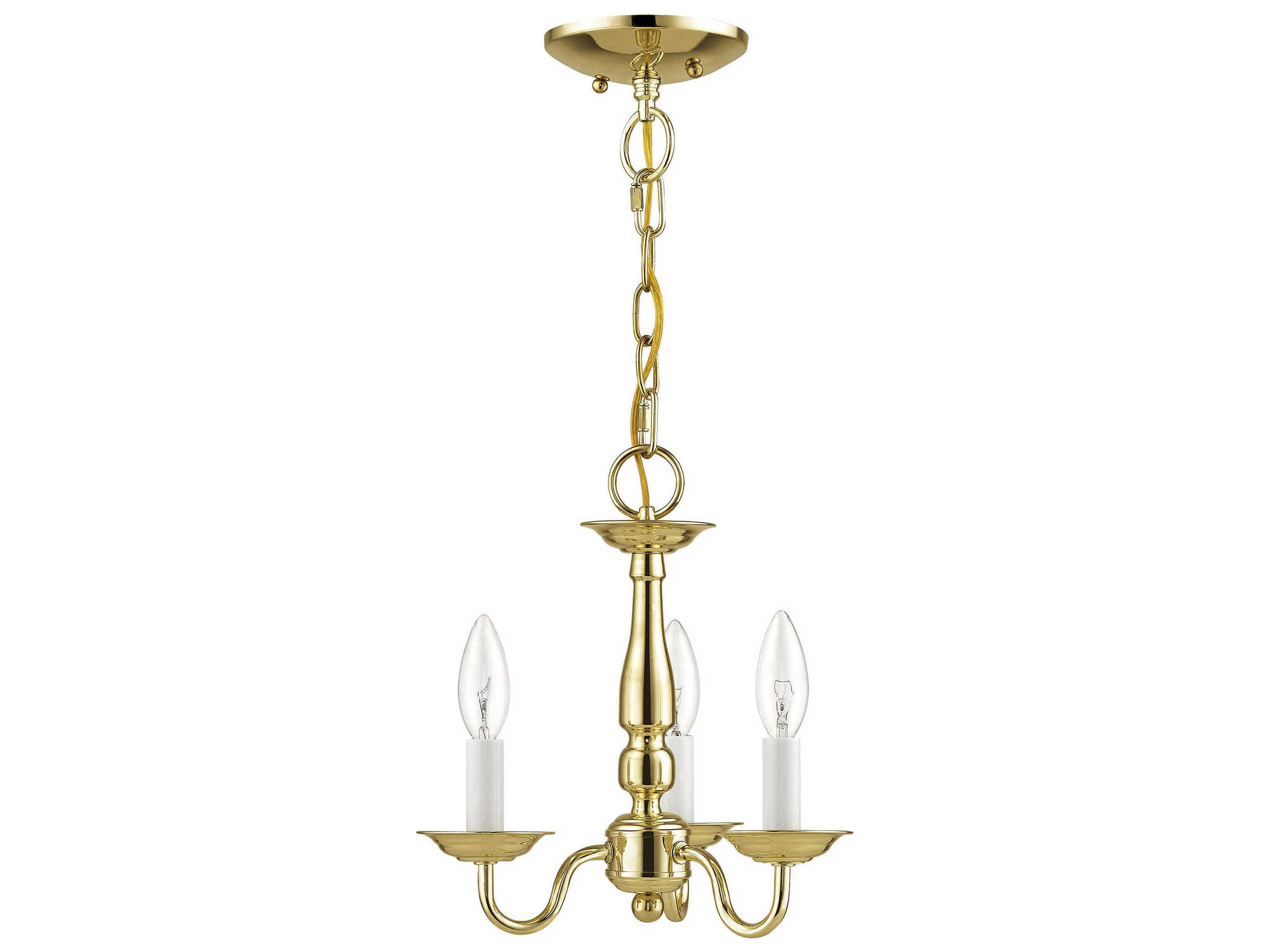 Livex Lighting Williamsburgh 3-Light Polished Brass Candelabra Chandelier