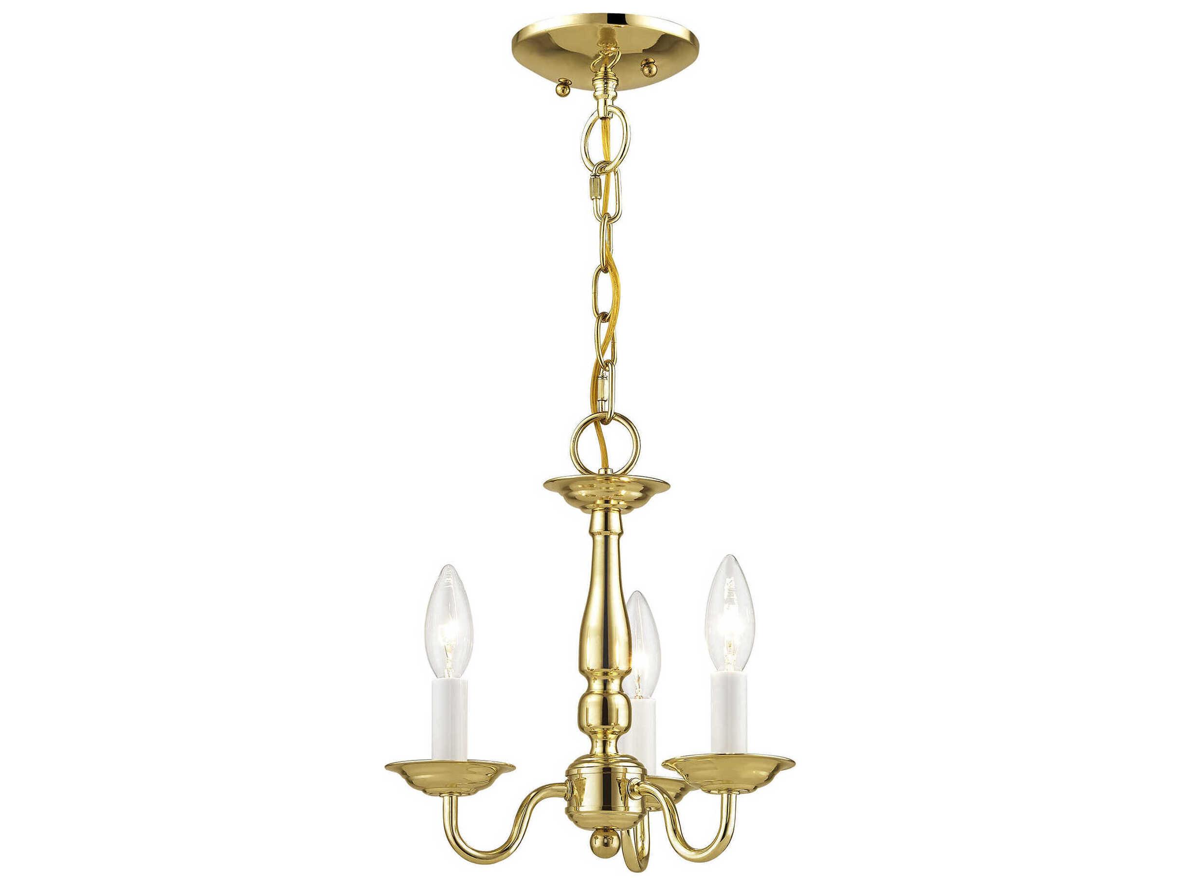 Livex Lighting Williamsburgh 3-Light Polished Brass Candelabra Chandelier