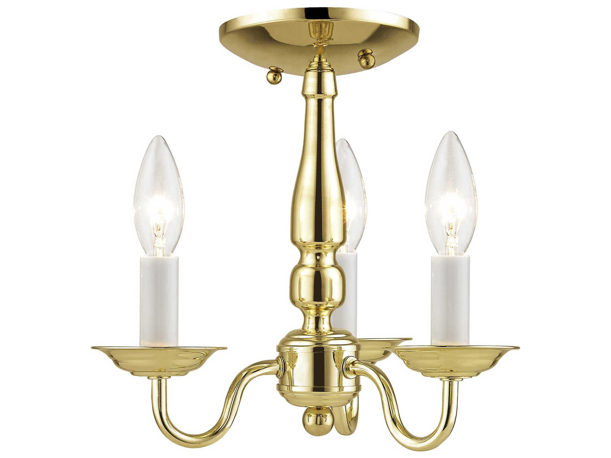 Livex Lighting Williamsburgh 3-Light Polished Brass Candelabra Chandelier
