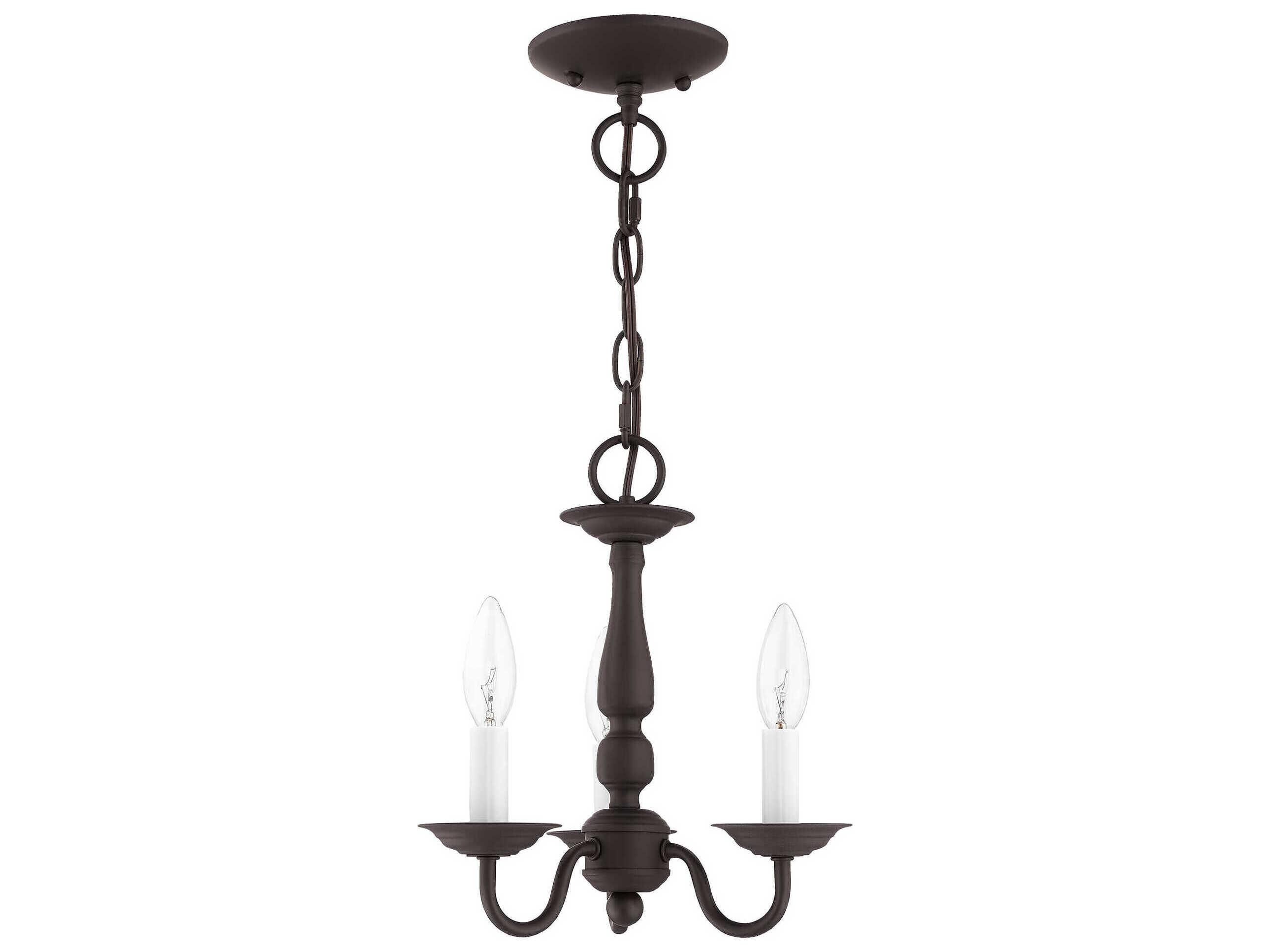 Livex Lighting Williamsburgh 3-Light Bronze Candelabra Chandelier