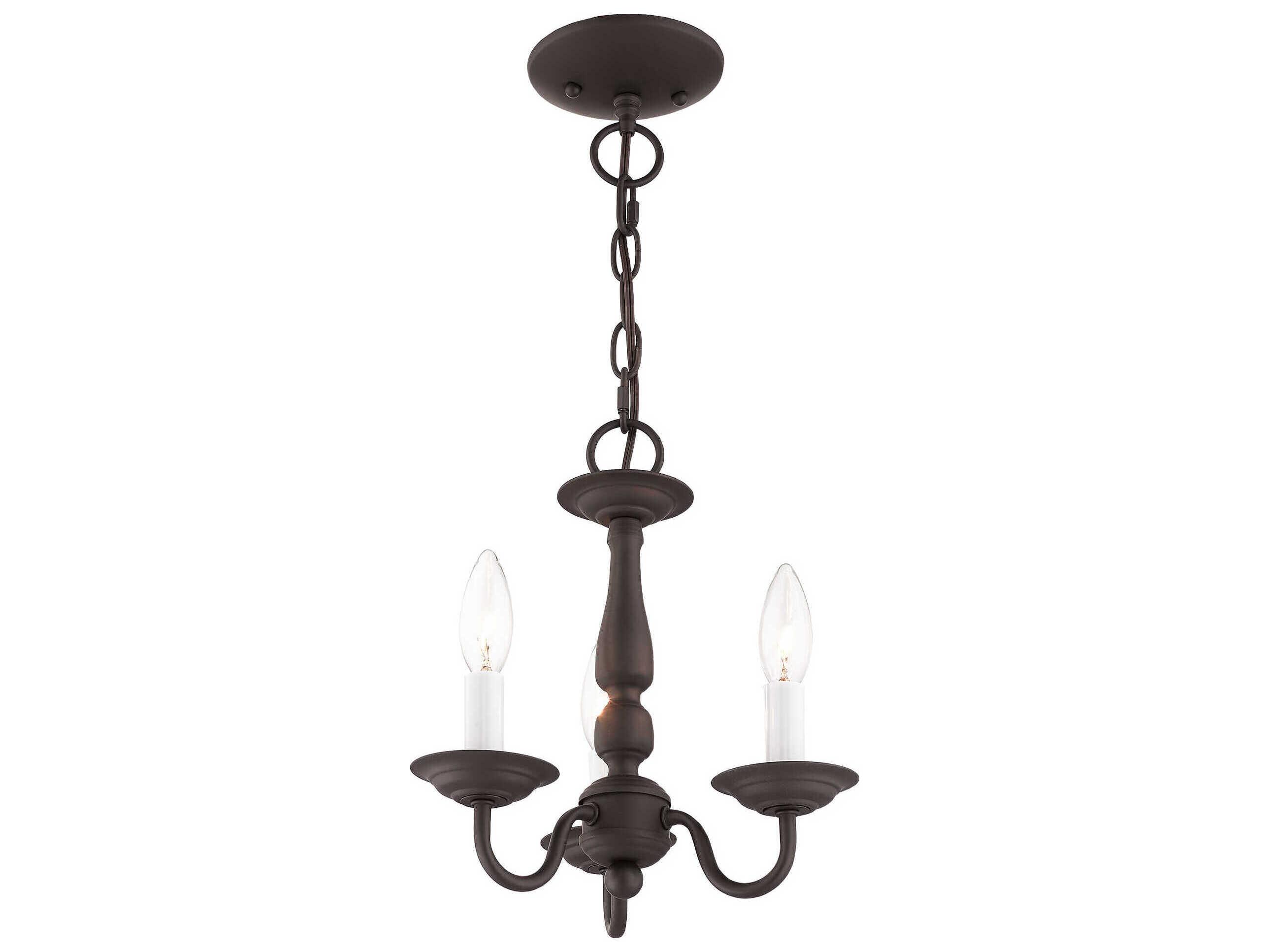 Livex Lighting Williamsburgh 3-Light Bronze Candelabra Chandelier
