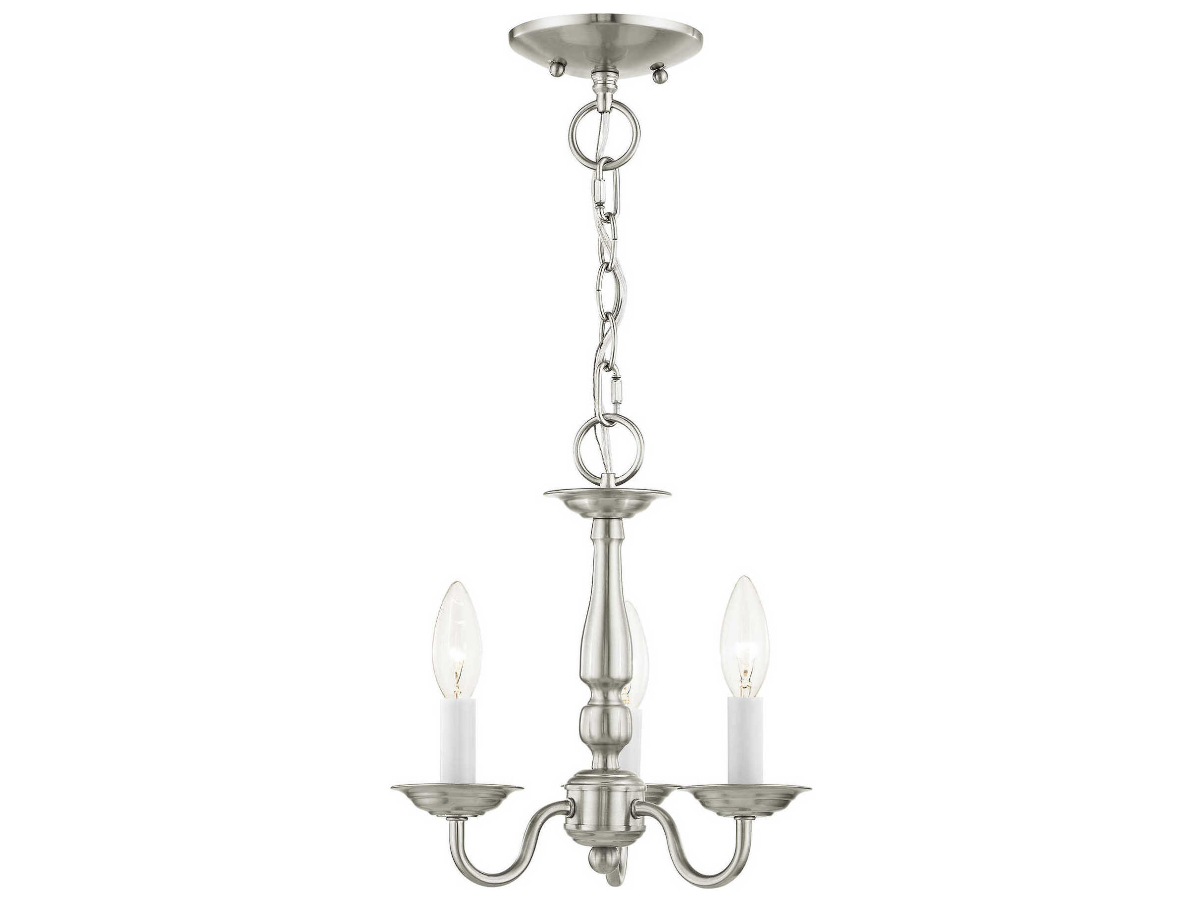 Livex Lighting Williamsburgh 3-Light Brushed Nickel Candelabra Chandelier