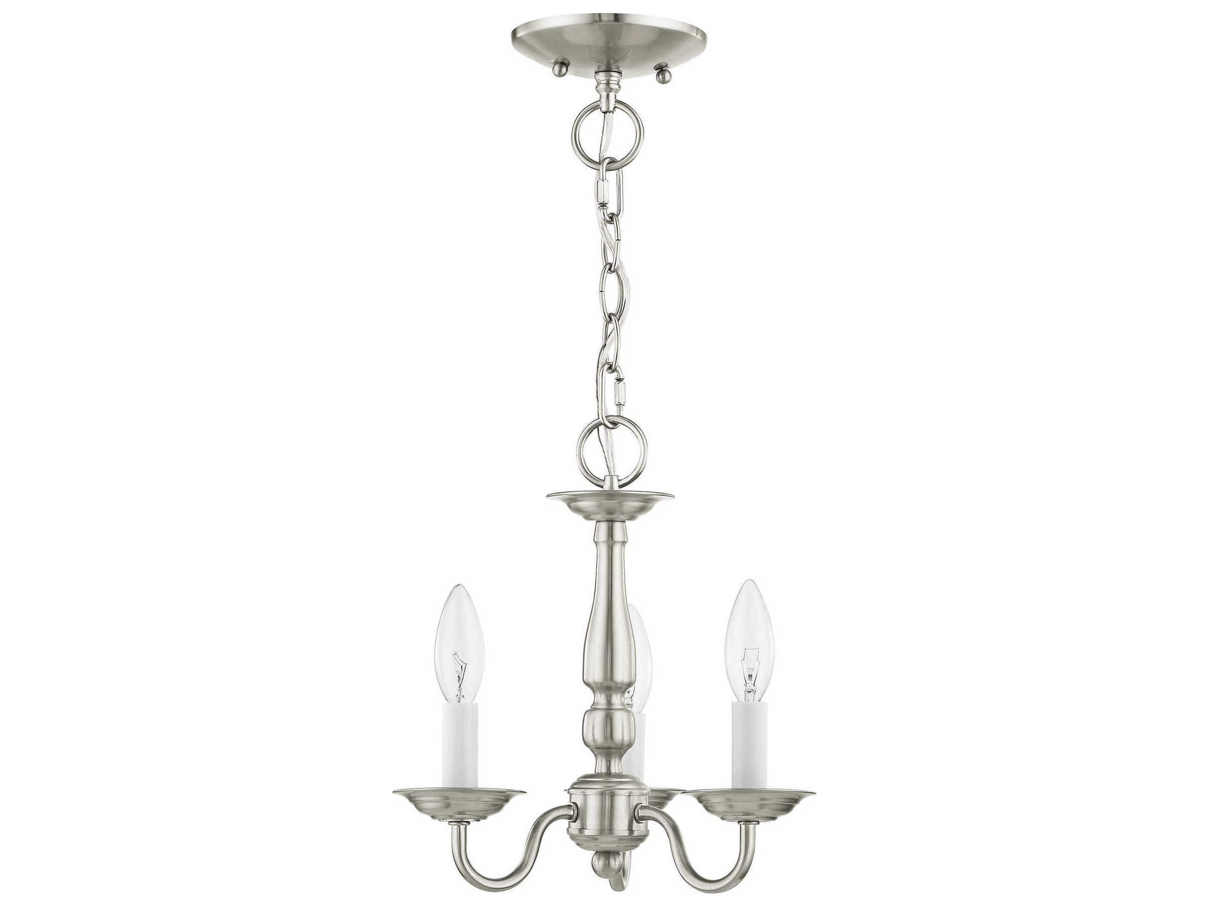 Livex Lighting Williamsburgh 3-Light Brushed Nickel Candelabra Chandelier