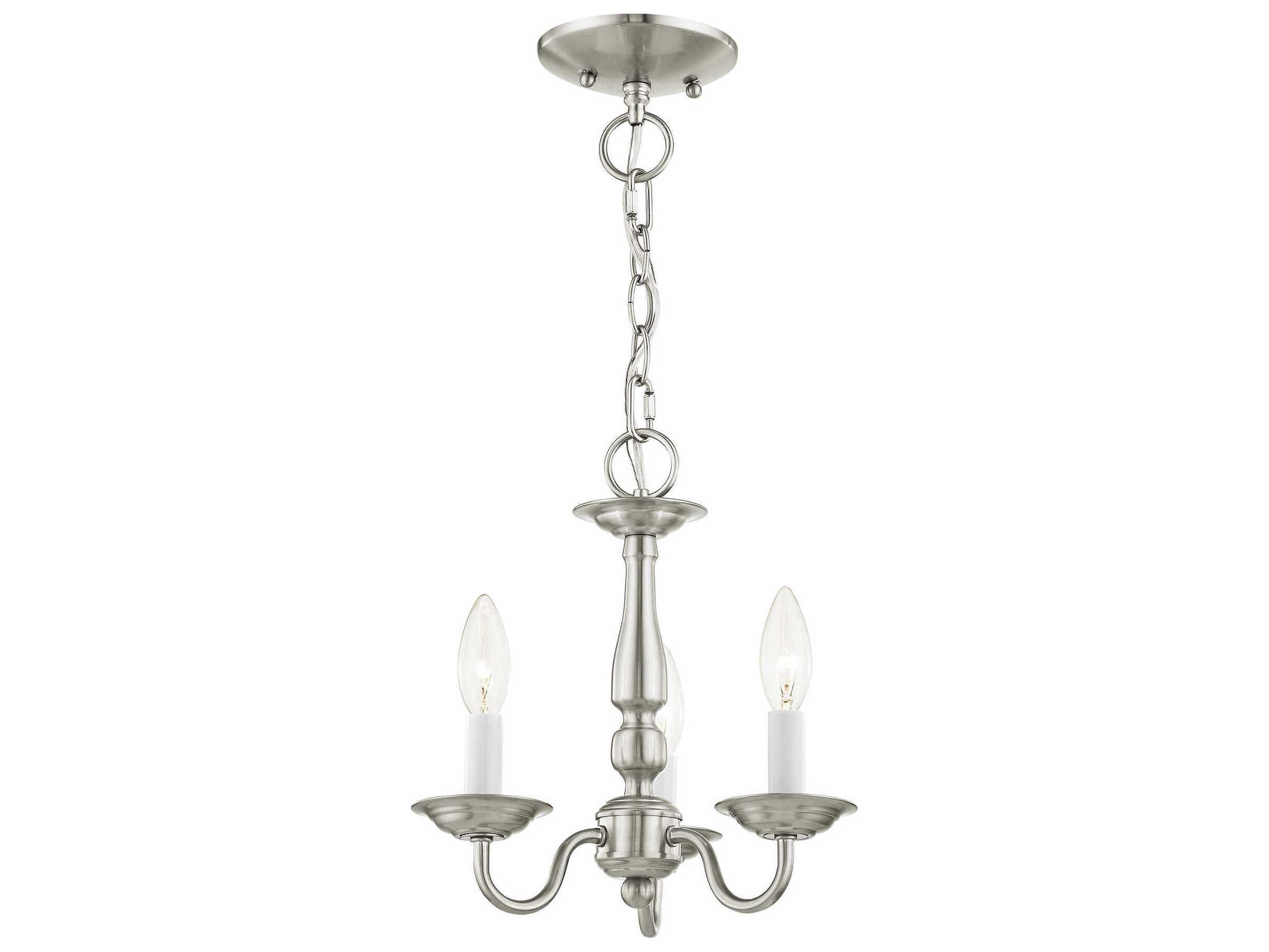 Livex Lighting Williamsburgh 3-Light Brushed Nickel Candelabra Chandelier